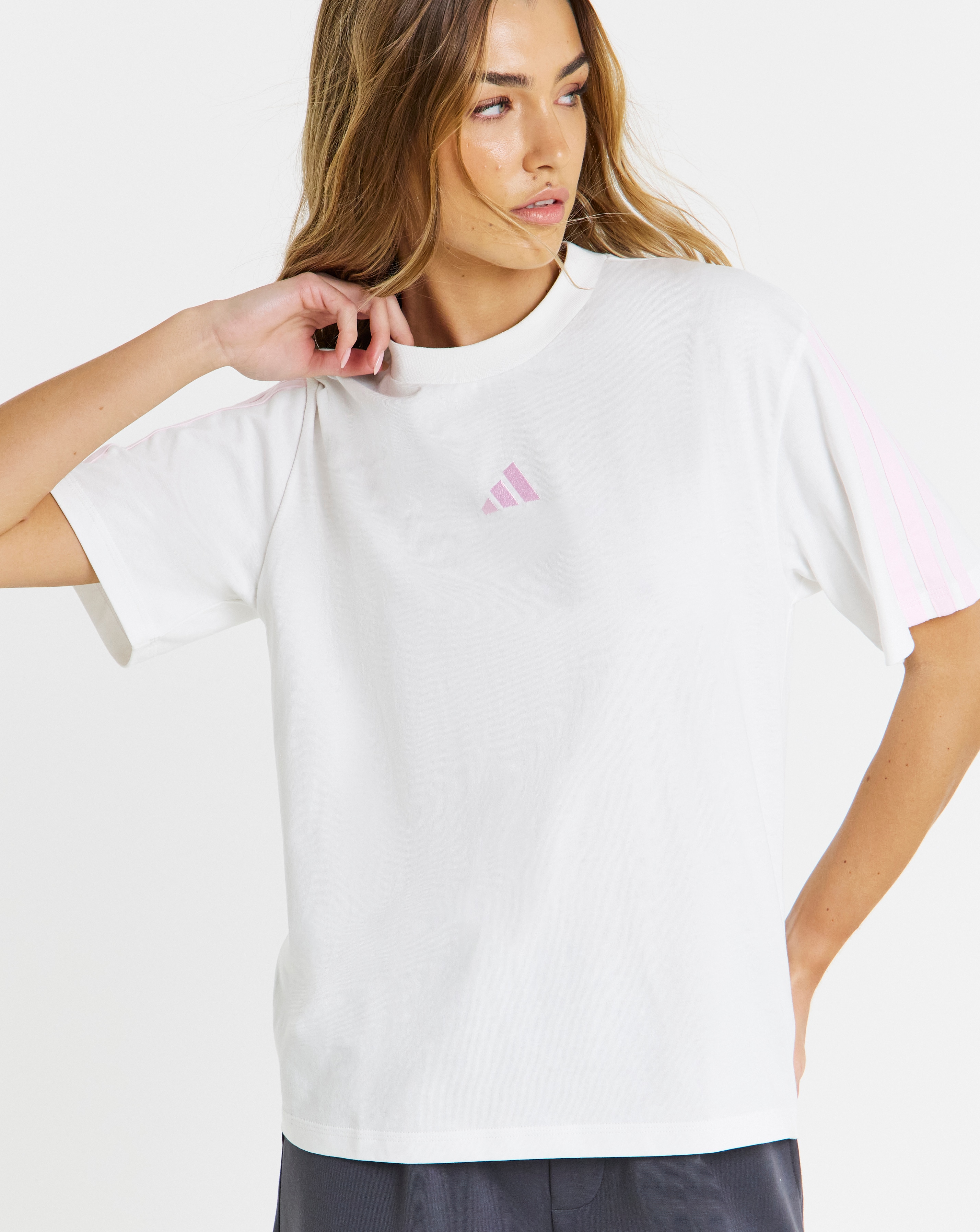 New In - Adidas 3 Stripe Boyfriend T-Shirt
