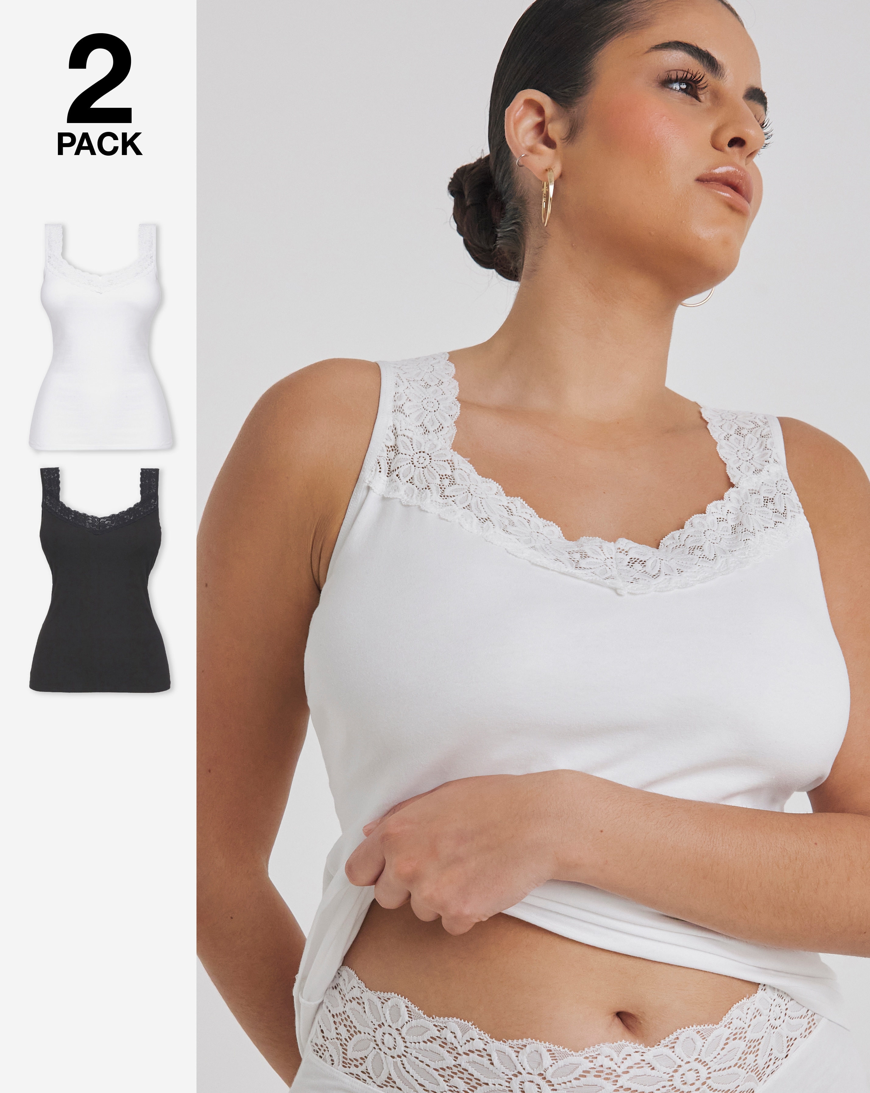 2 Pack Lace Trim Vests