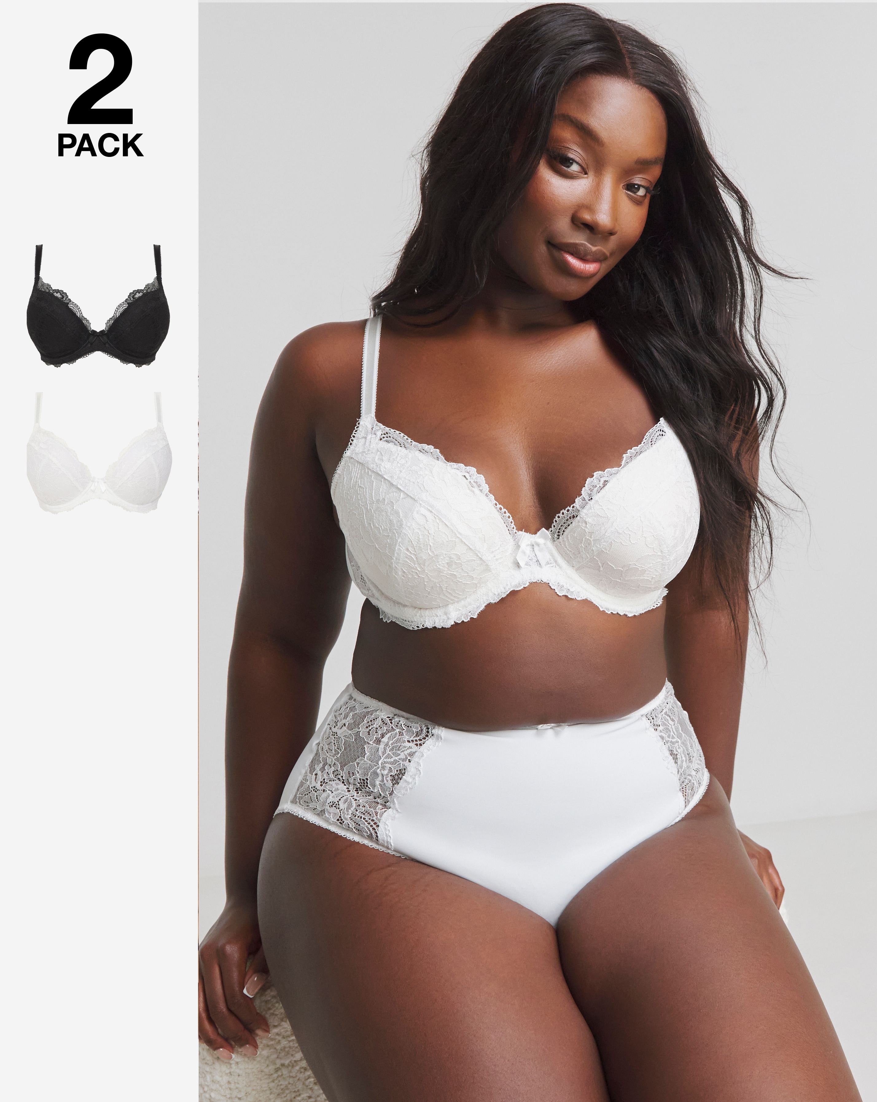 2 Pack Ella Lace Padded Plunge Bras