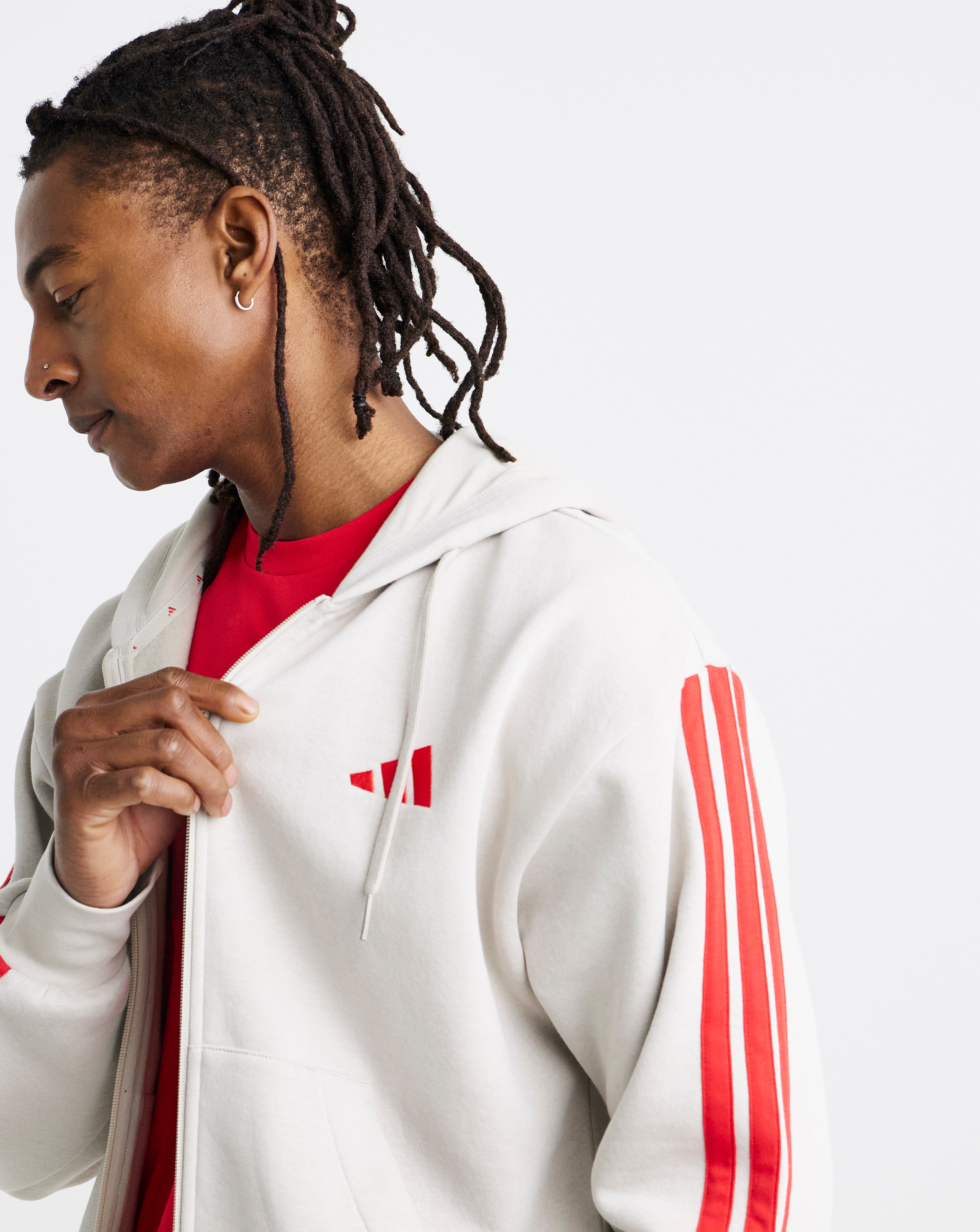 New In - adidas 3 Stripes Fleece Hoodie