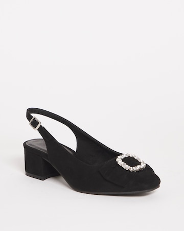 Joanna Hope Diamante Trim Slingback Shoe Wide Fit (E)