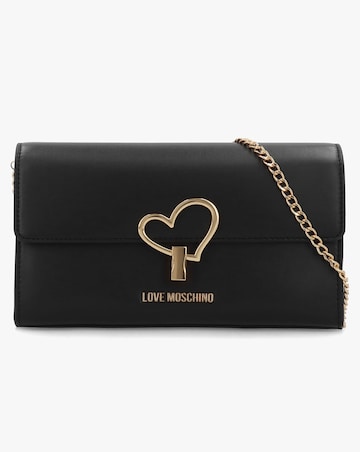 Love Moschino Heart Clasp Black Shoulder Bag