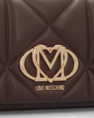 Love Moschino Heart Logo Quilted Pillow Brown Shoulder Bag