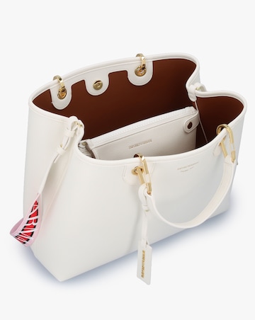 Emporio Armani White Pebbled Shopper With Pouch