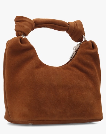Guess Isotta Small Cognac Suede Hobo Bag