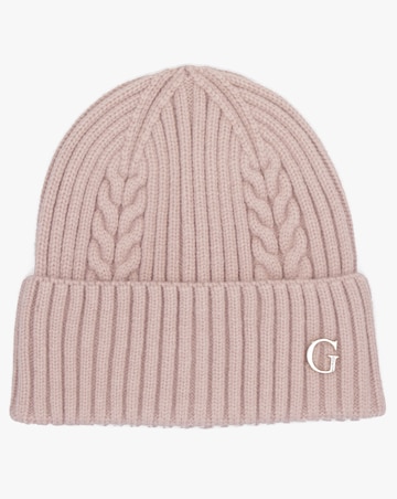 Guess Pink Knitted G Logo Beanie Hat
