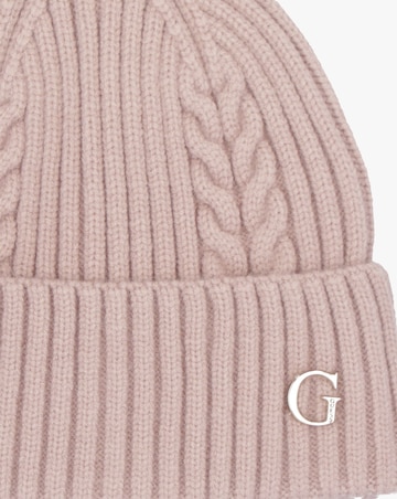 Guess Pink Knitted G Logo Beanie Hat