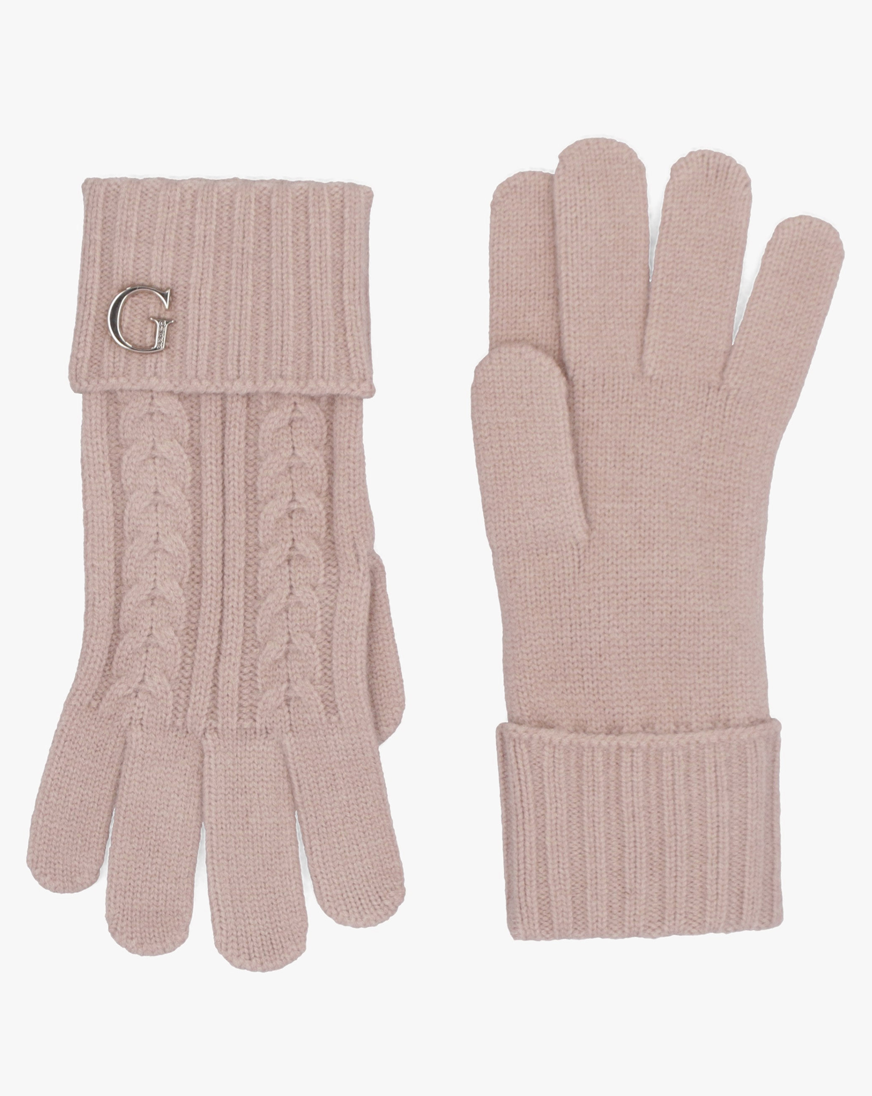 New In - Guess Pink Knitted G Logo Gloves