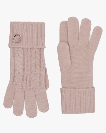 Guess Pink Knitted G Logo Gloves