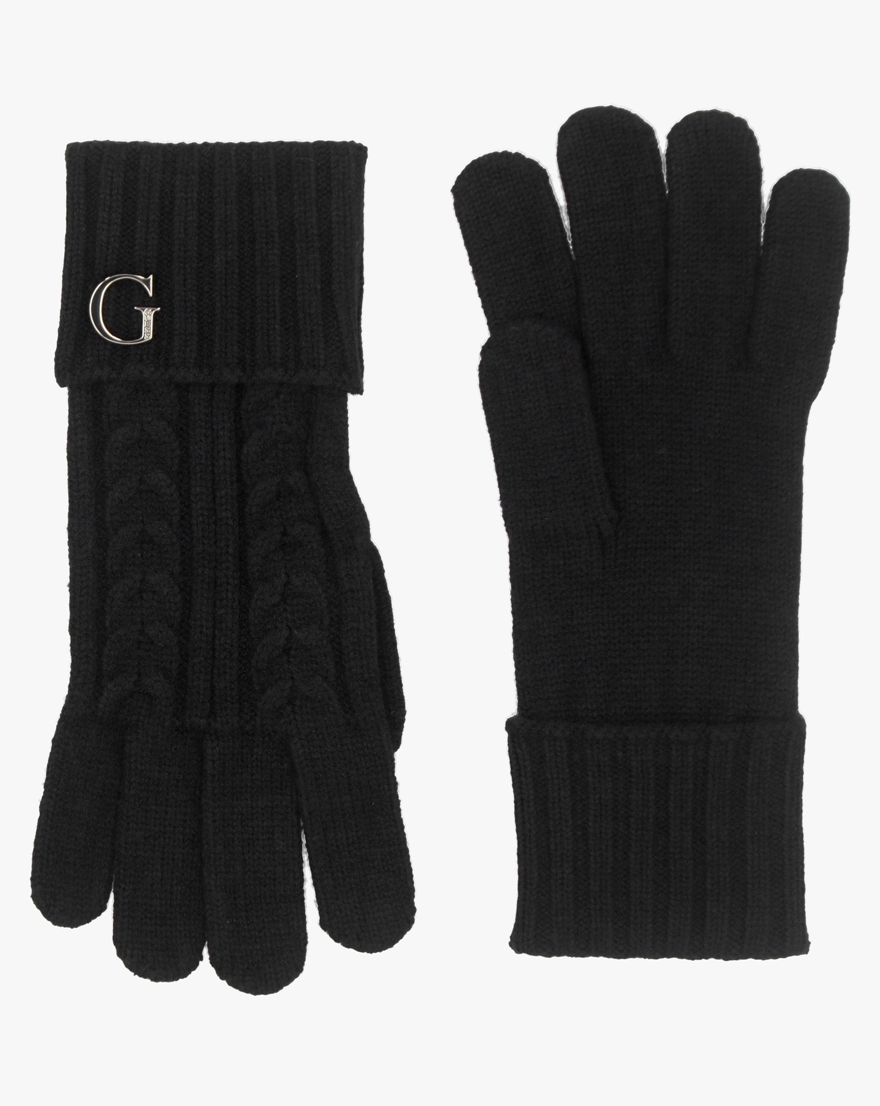 New In - Guess Black Knitted G Logo Gloves