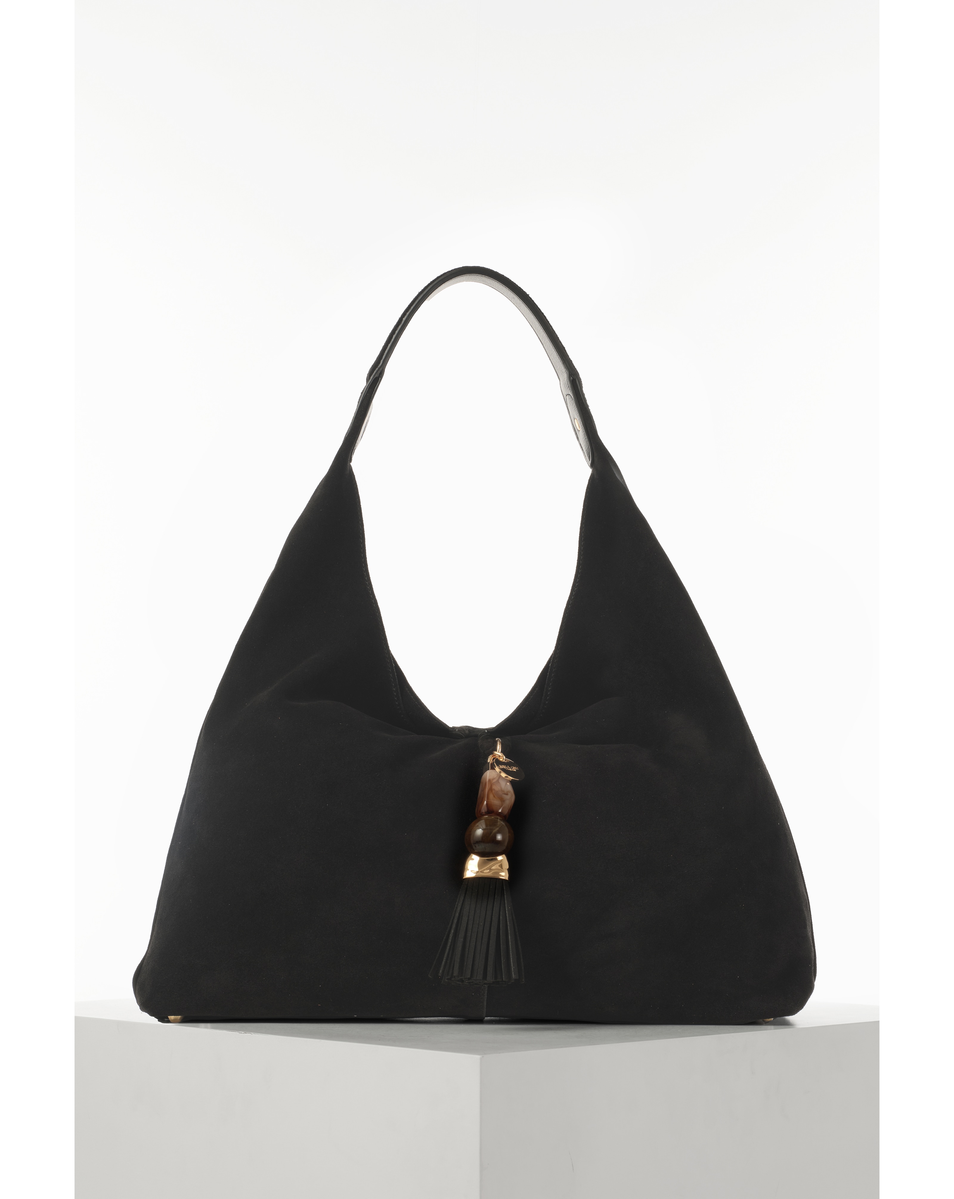 New In - Luella Grey Pandora Black Suede Hobo