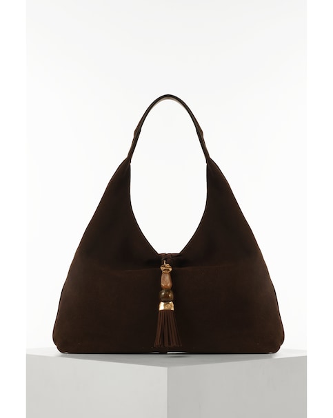 Luella Grey Pandora Chocolate Suede Hobo