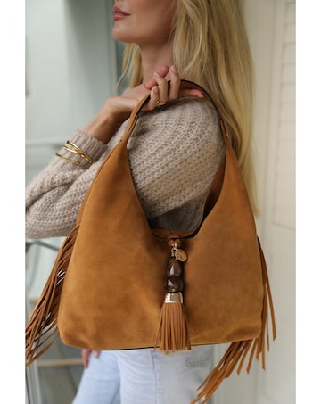 Luella Grey Paloma Camel Suede Bag
