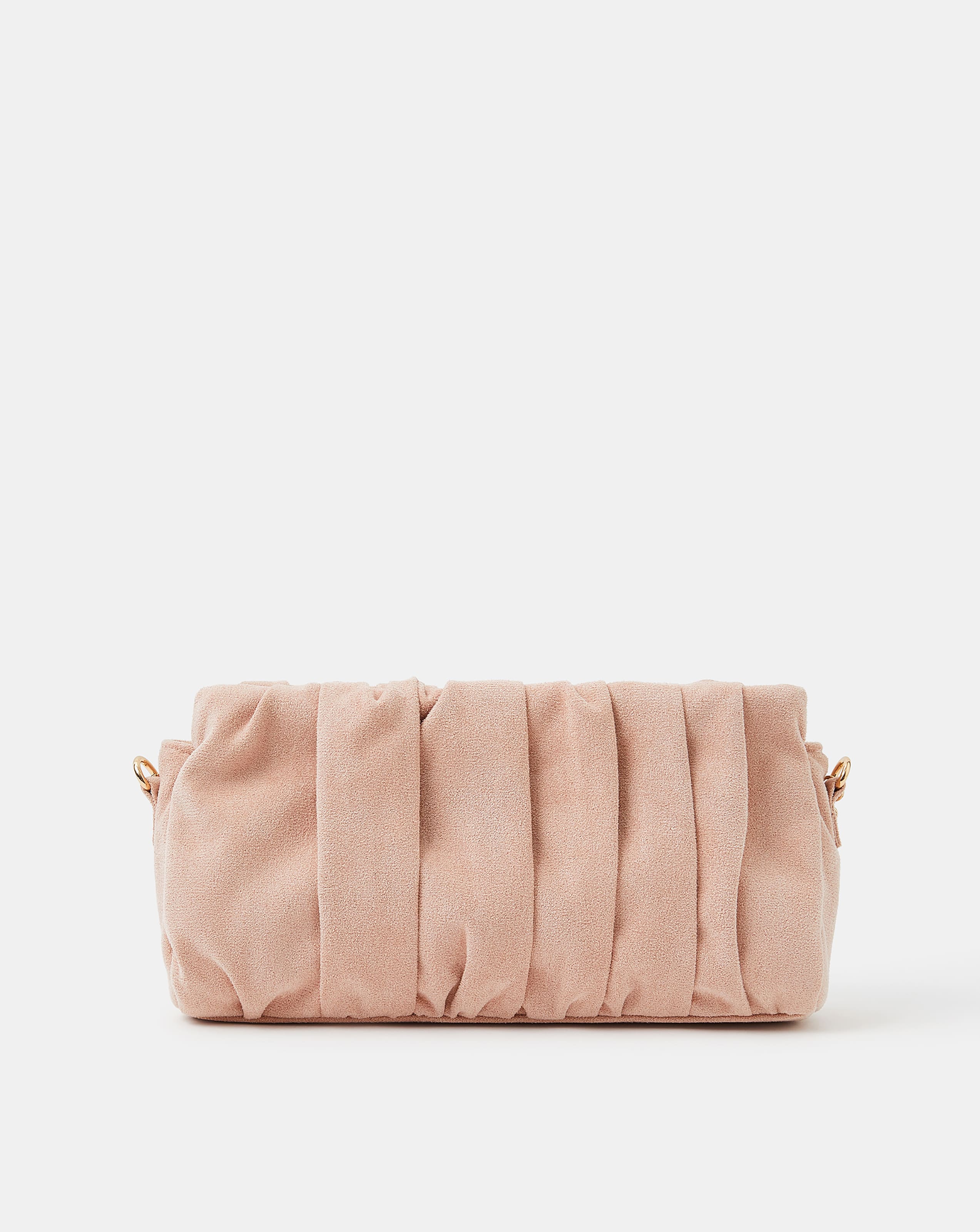 New In - Accessorize Ruched Faux Suede Clutch Bag