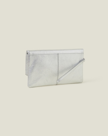 Accessorize Leather Metallic Fold Over Clutch
