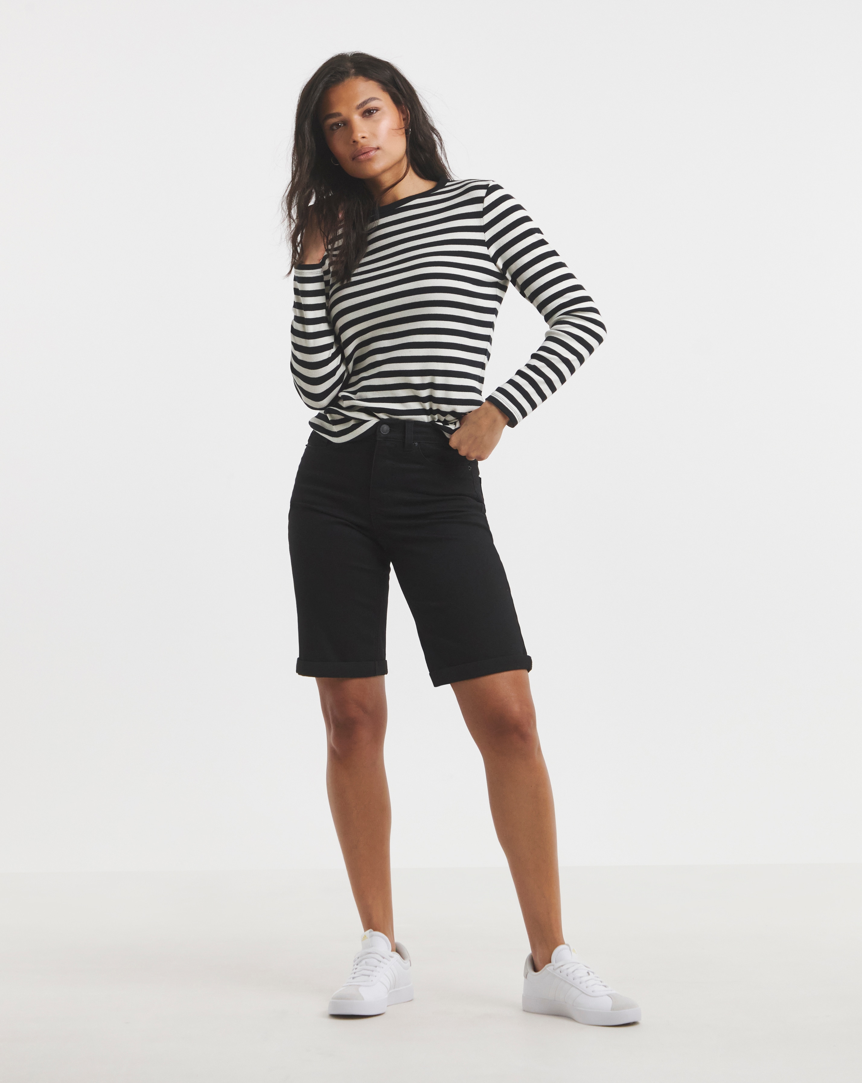 Simply Be Washed Roll Hem Knee Short