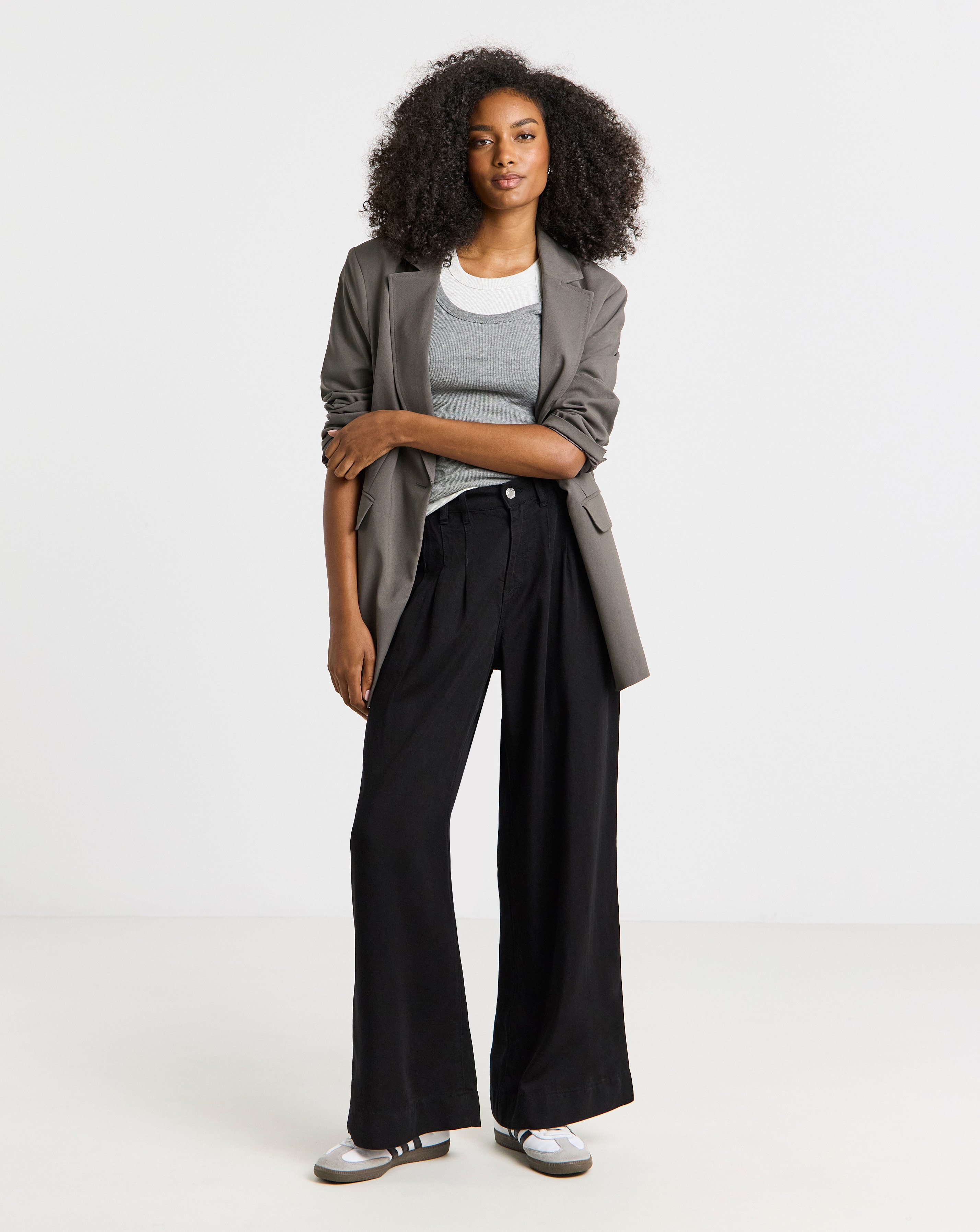Simply Be Pleat Detail Wide Leg Jeans
