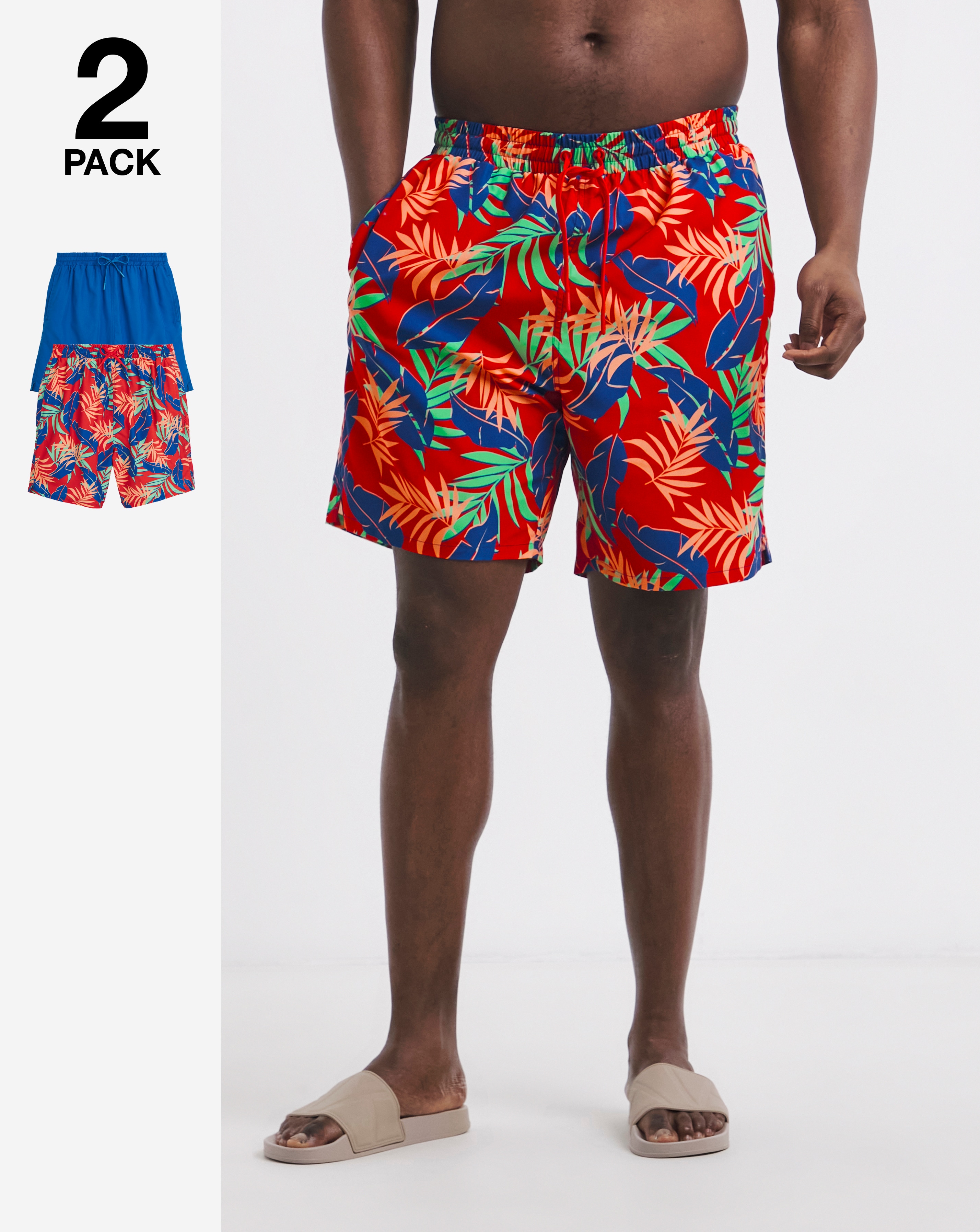 2 Pack Tropical Swim Shorts Long