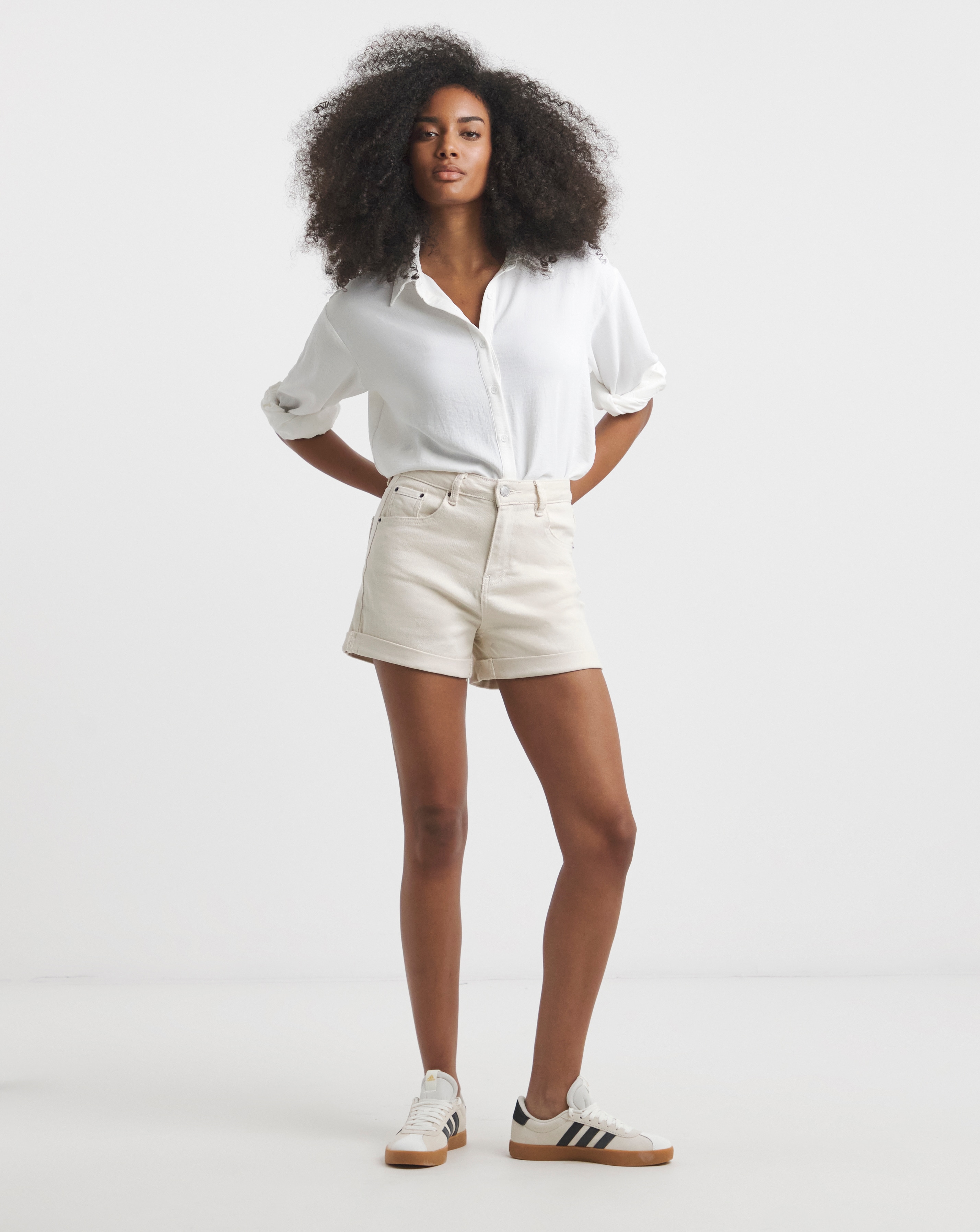 Simply Be Ecru Roll Hem Mom Short
