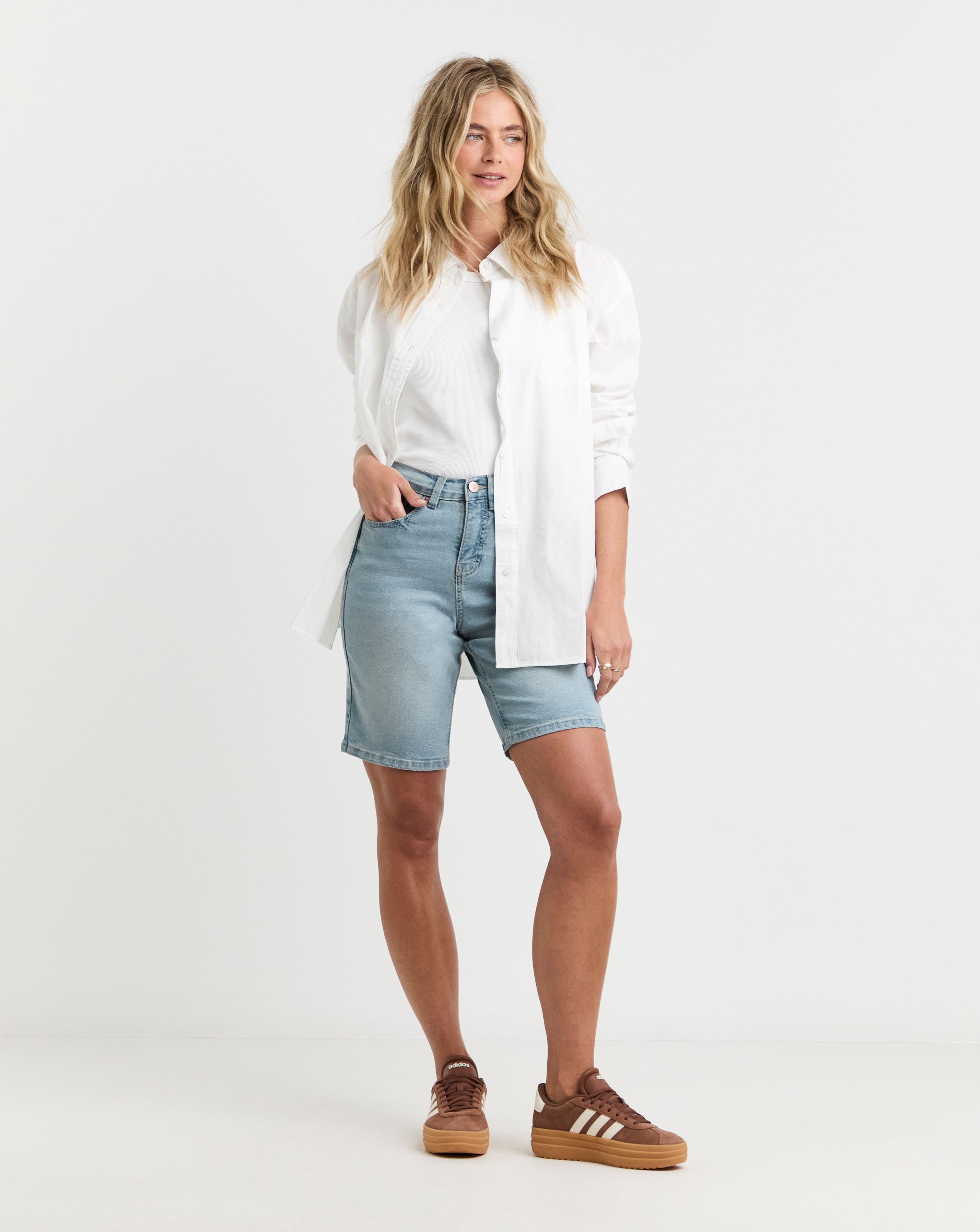 Simply Be Light Wash 24/7 Knee Short