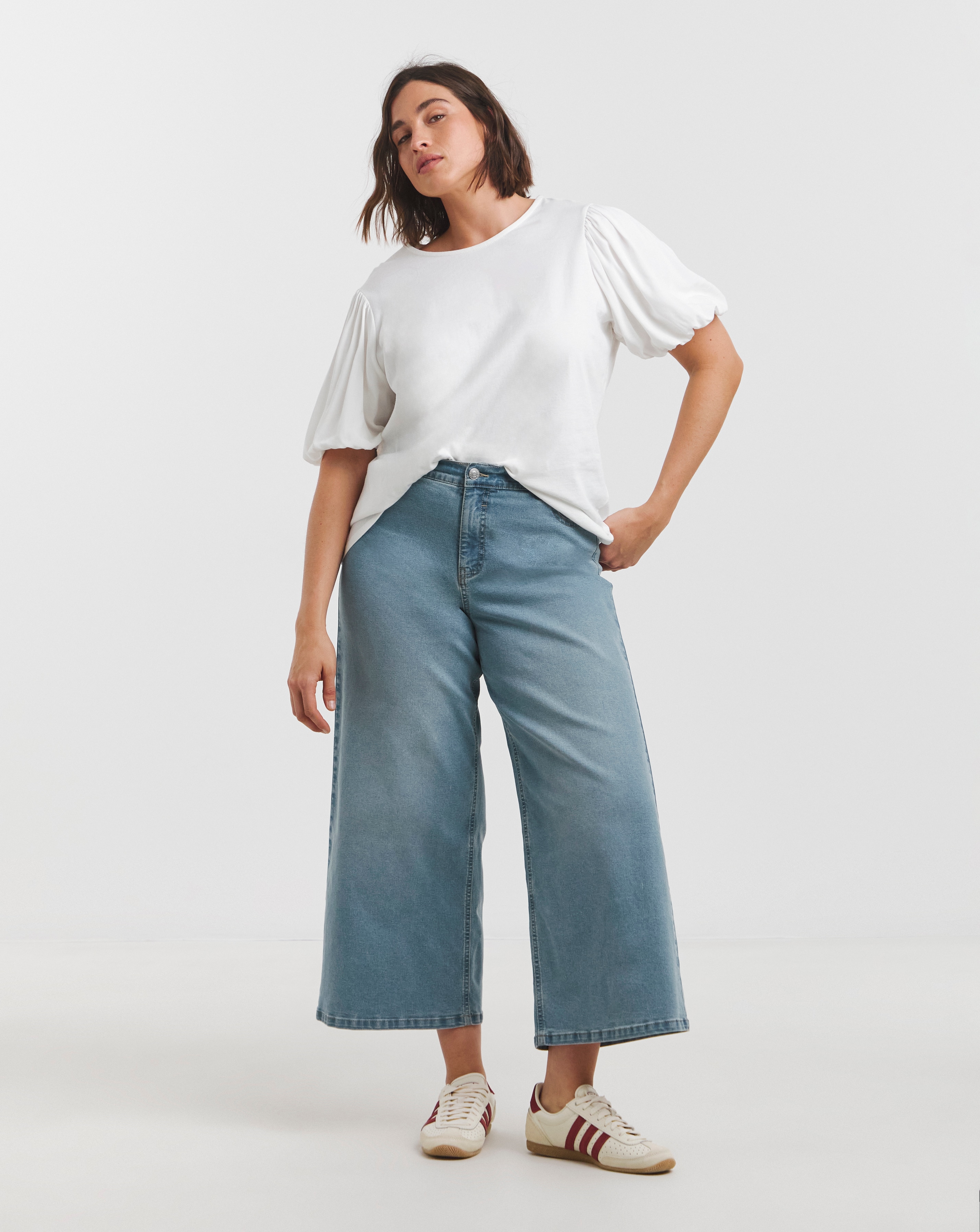 Simply Be Mid Wash Wide Leg Jeans