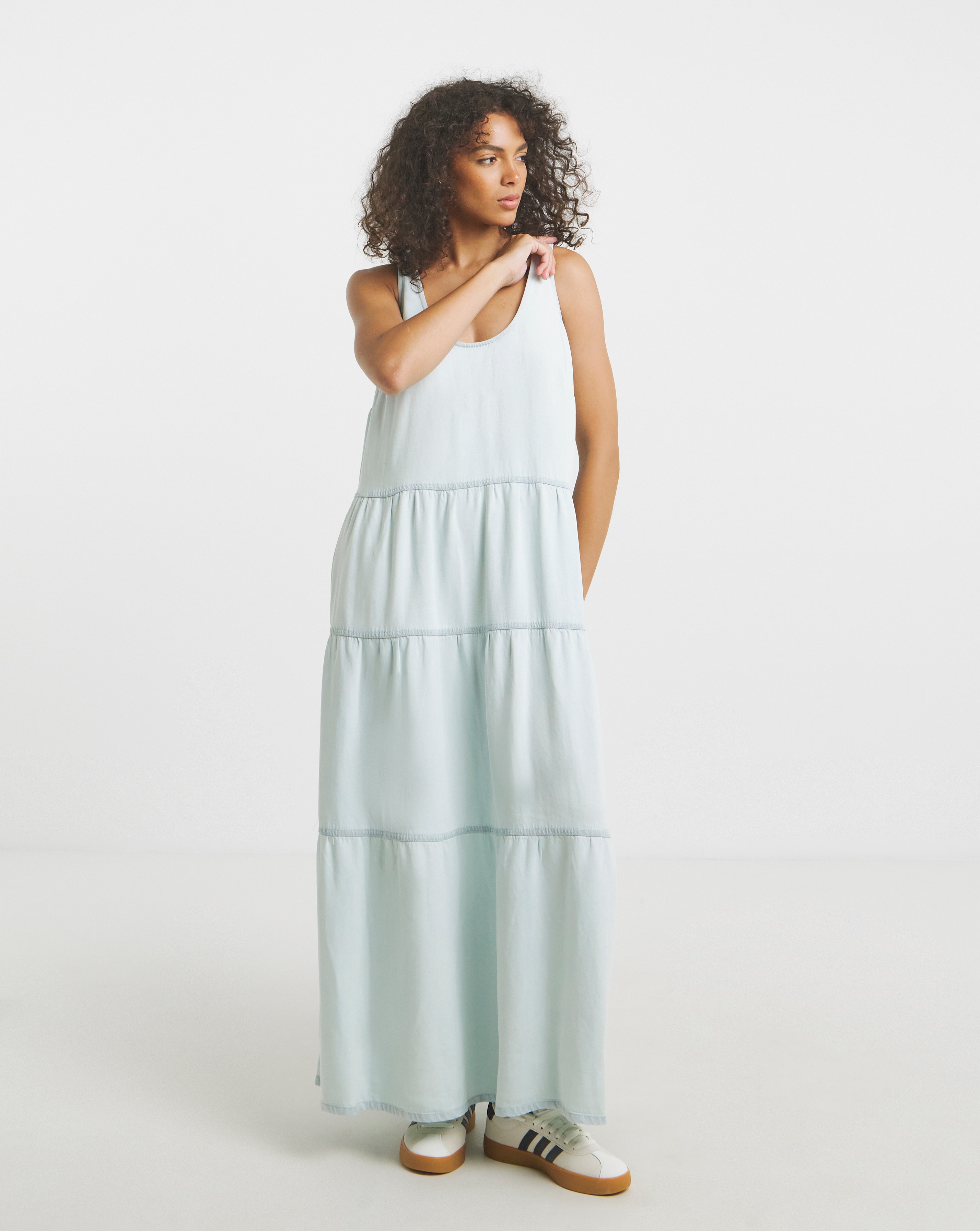 Lightweight Denim Smock Maxi Dress