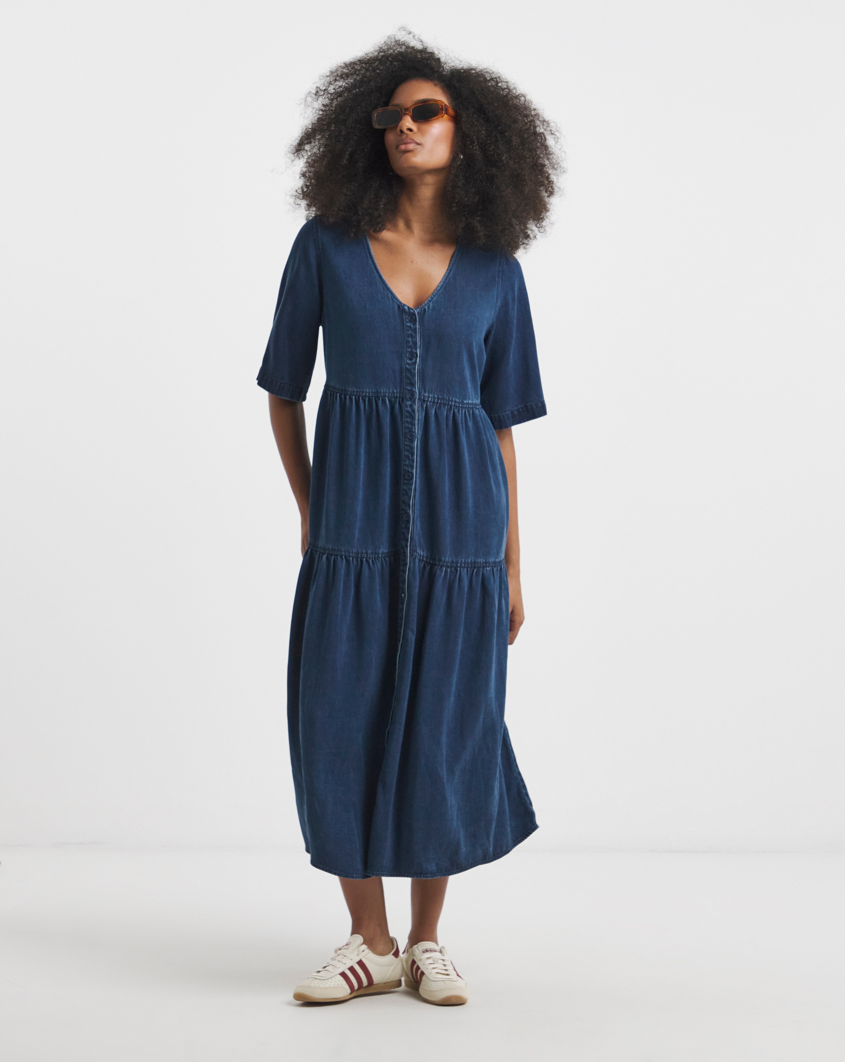 SBE Indigo Midaxi Denim Smock Dress