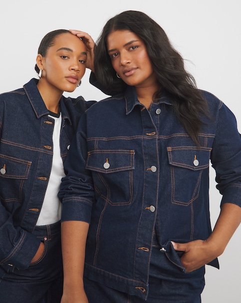 Contrast Stitch Boxy Denim Jacket