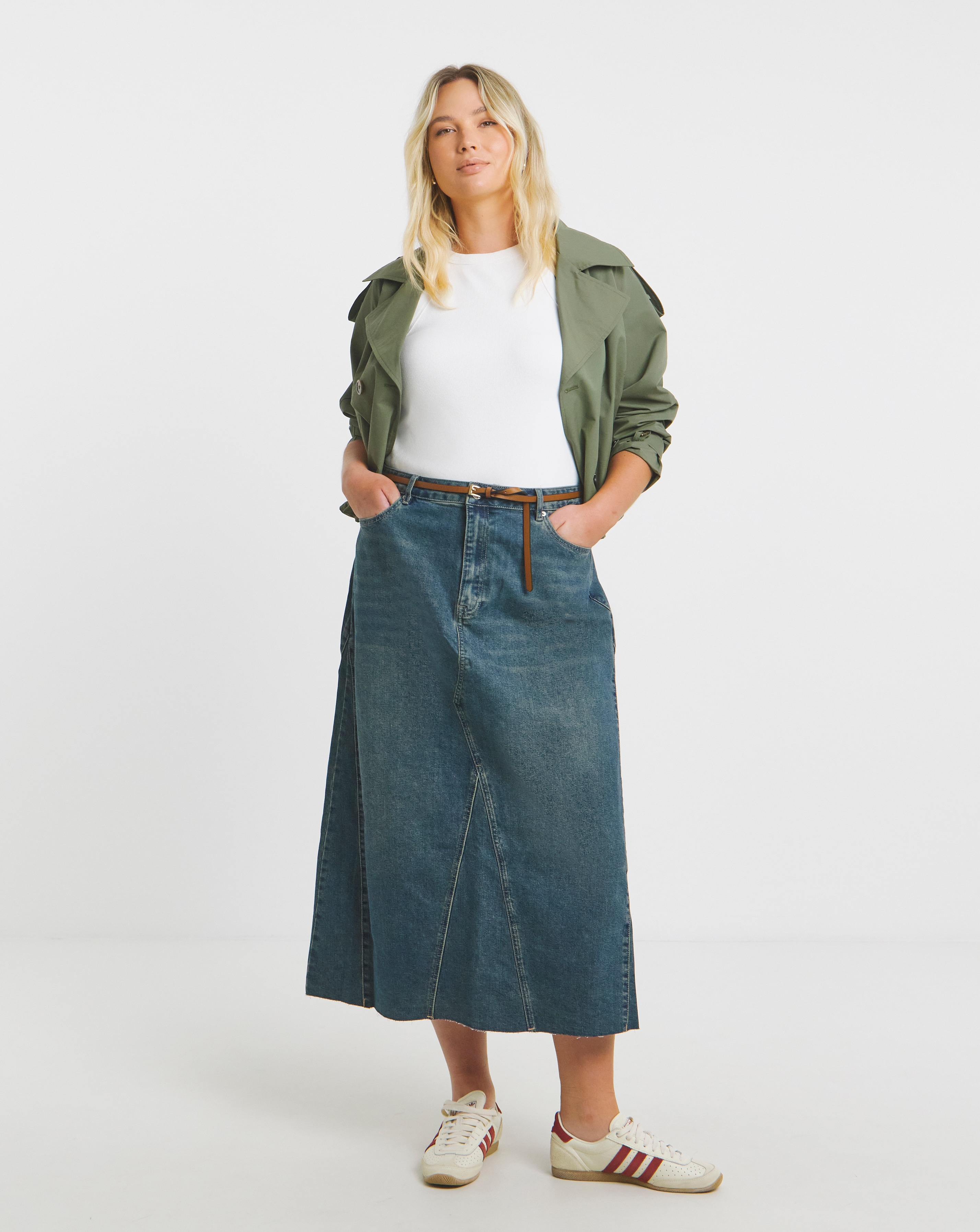 Green Cast Full Maxi Skirt