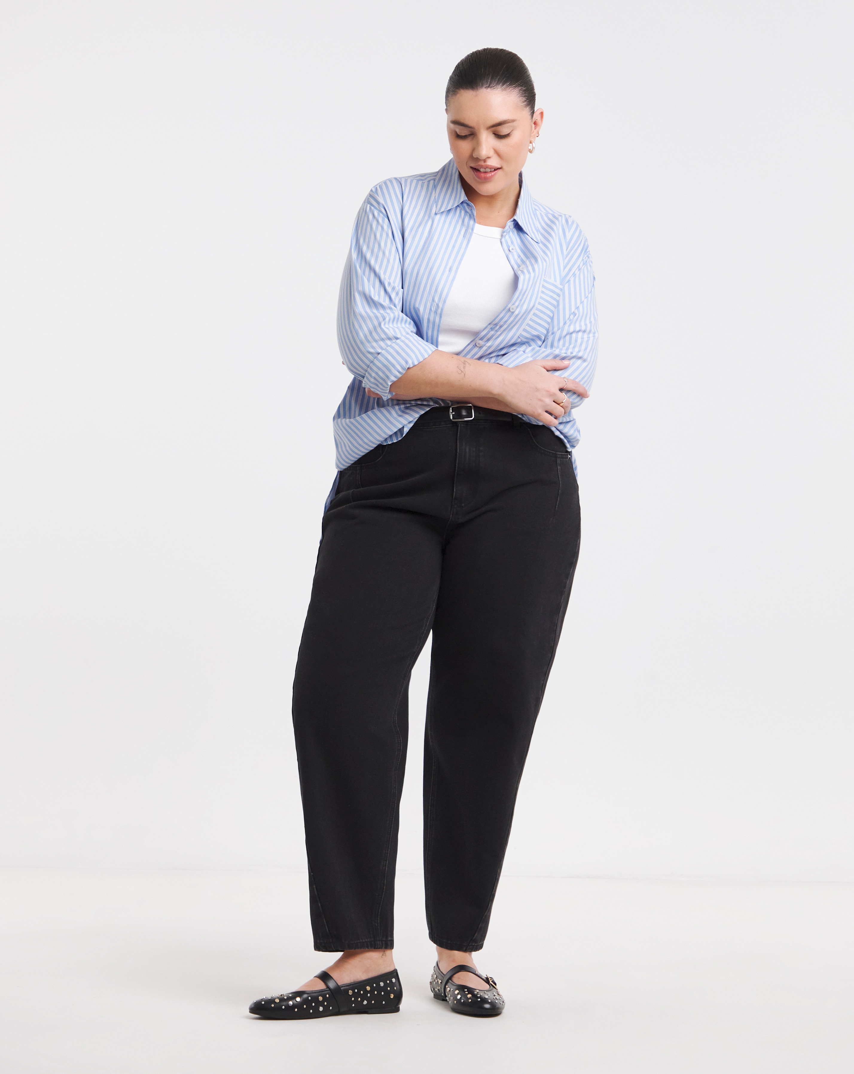 Black Barrel Leg Jeans