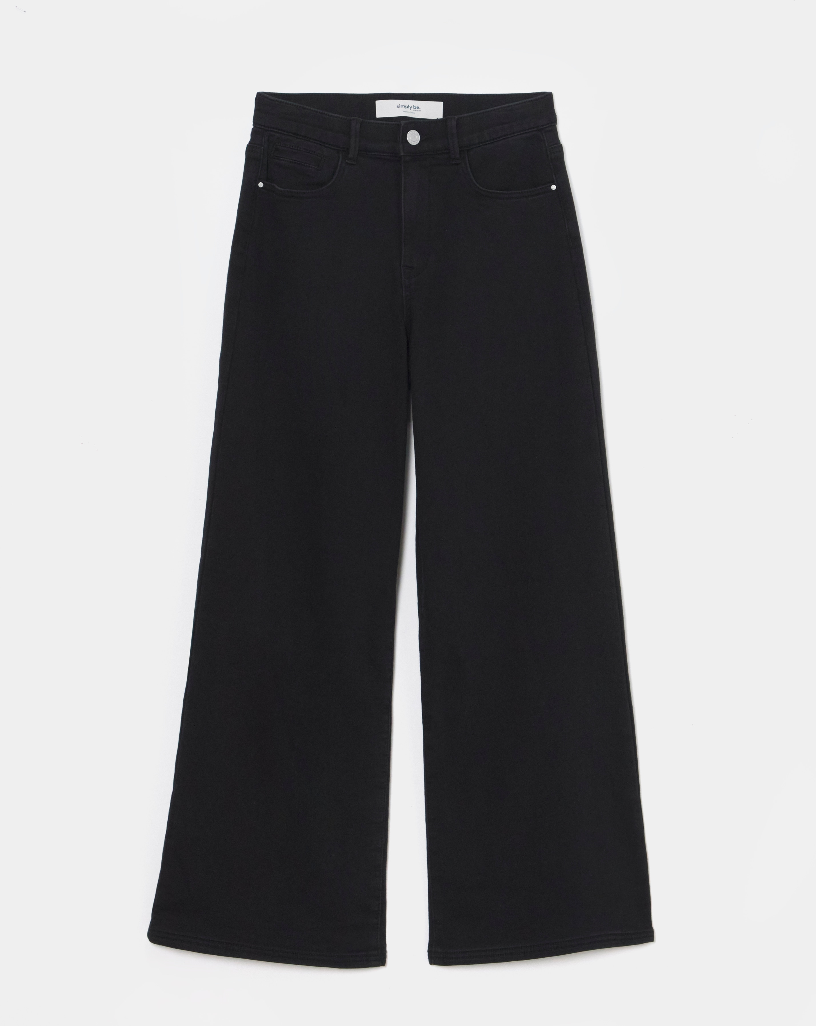 Black Cosy Finish Wide Leg Jeans
