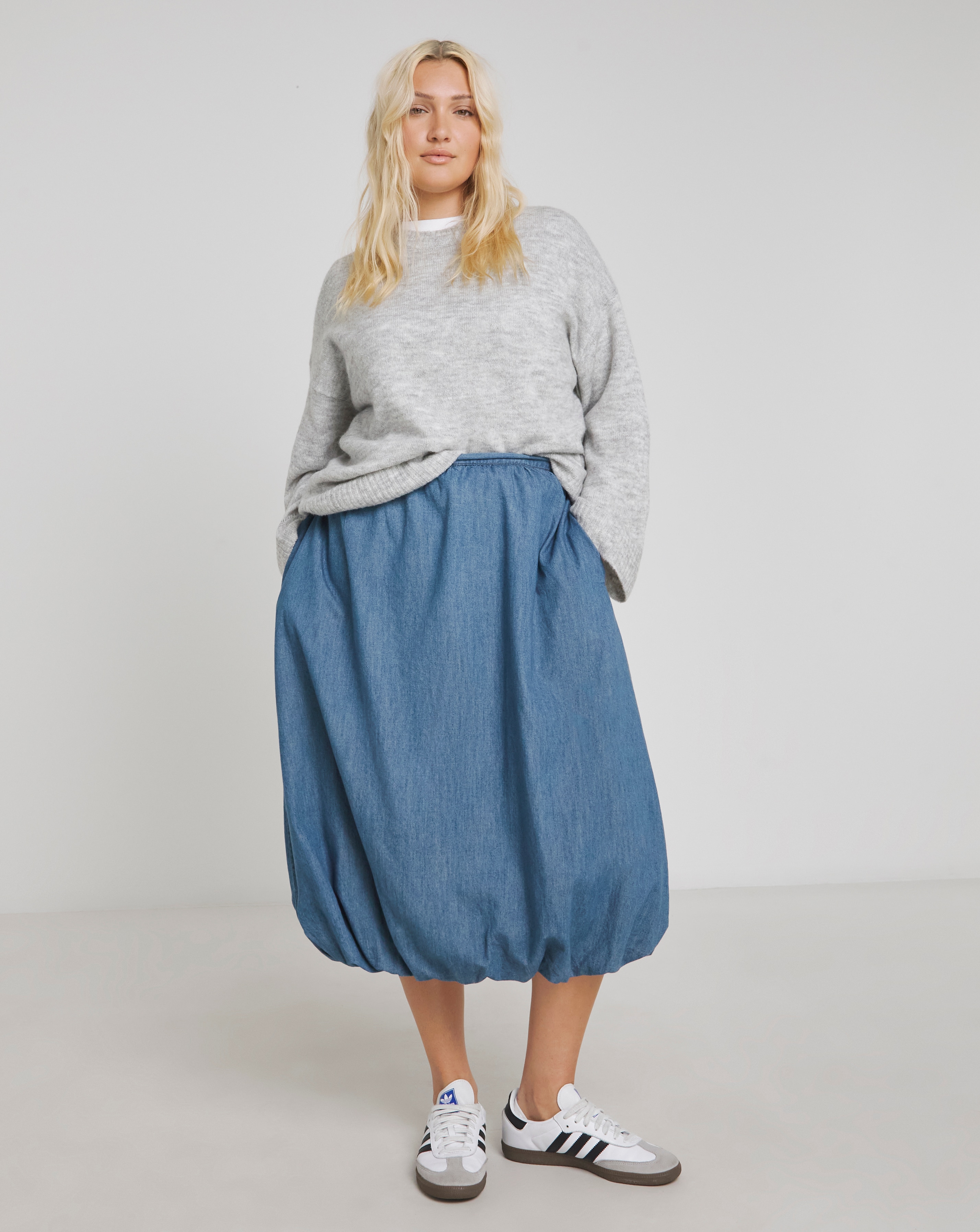 Simply Be Bubble Hem Denim Skirt