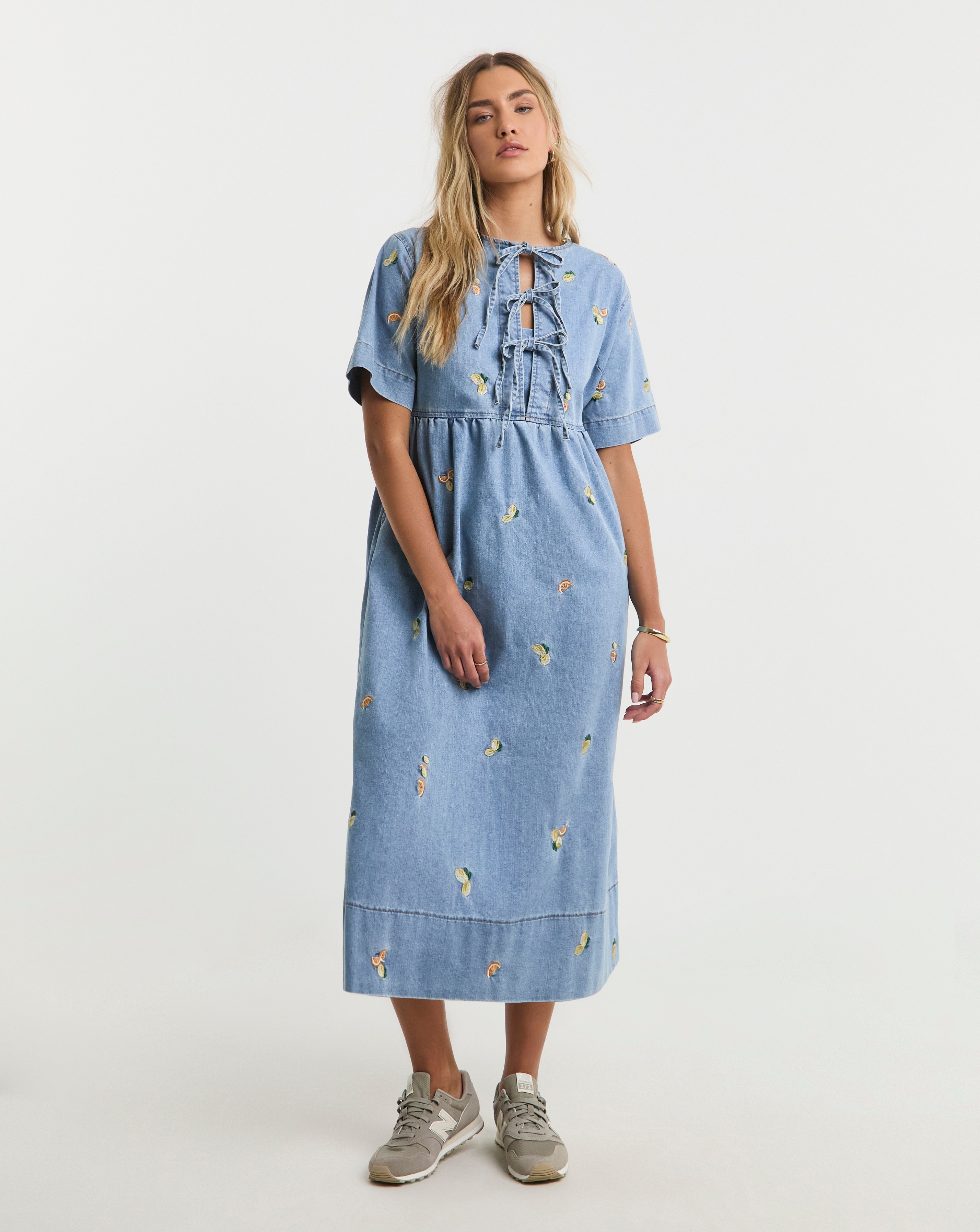 Simply Be Embroidered Tie Front Dress
