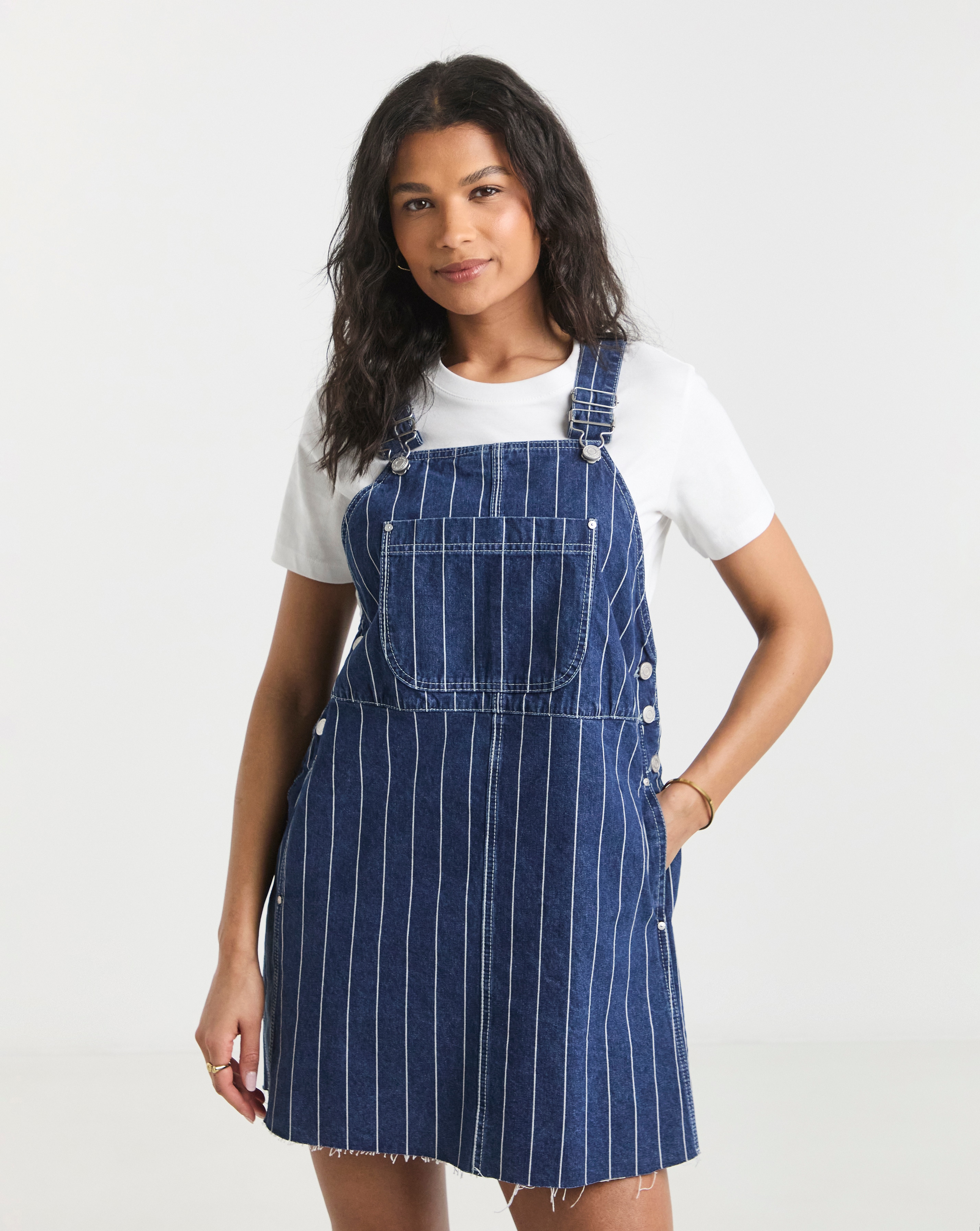 Simply Be Striped Dungaree Mini Dress