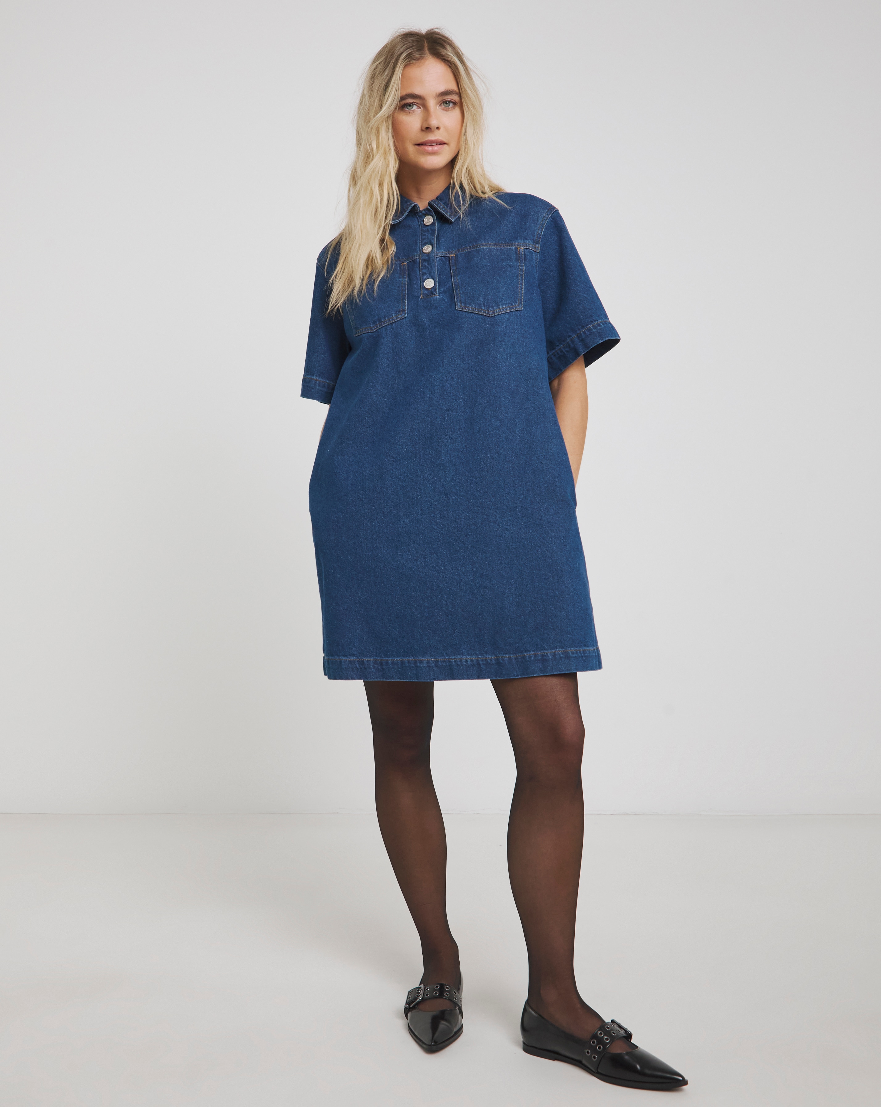 Indigo Boxy Denim Short Dress