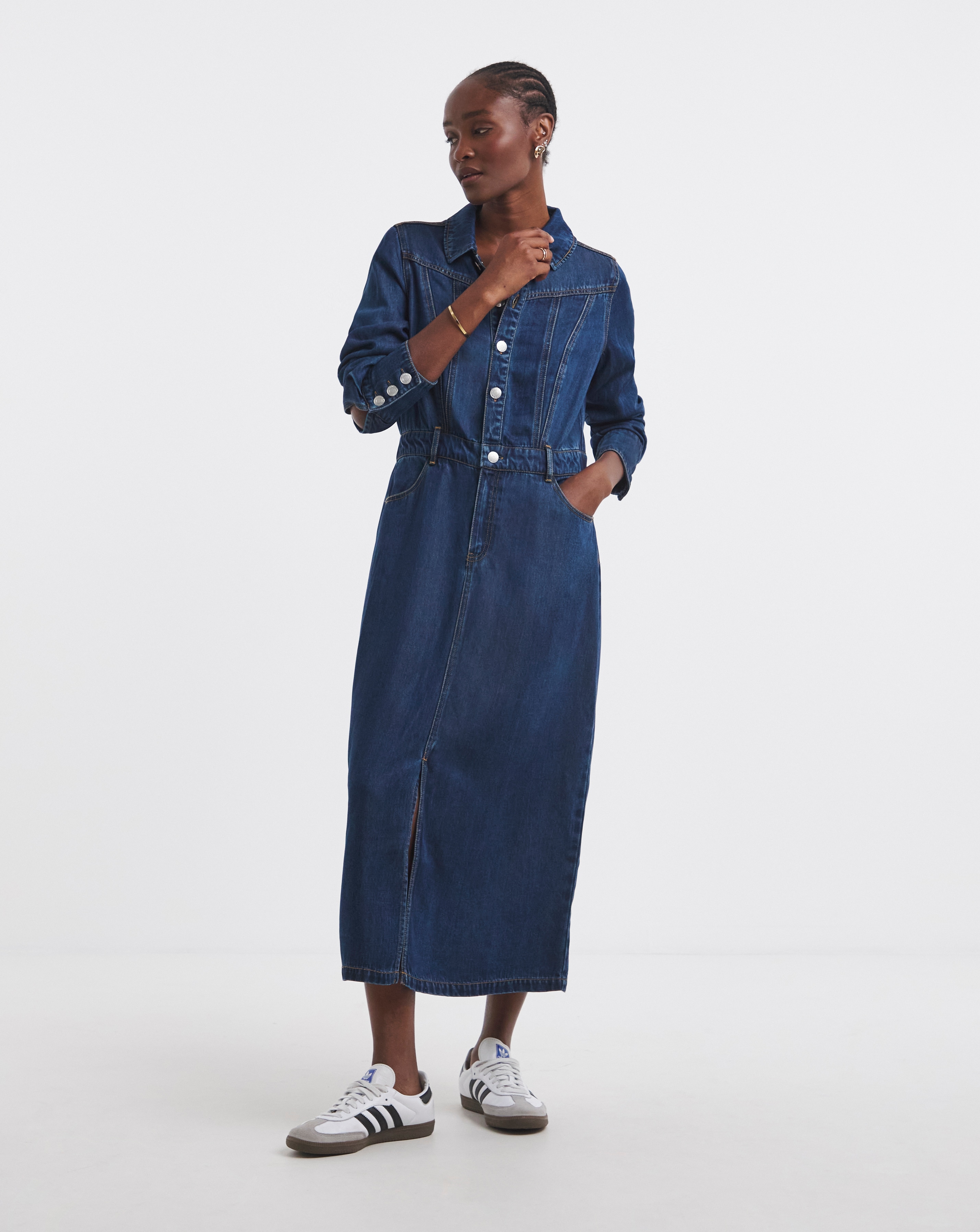 Dark Wash Midaxi Dress With Tencel TM