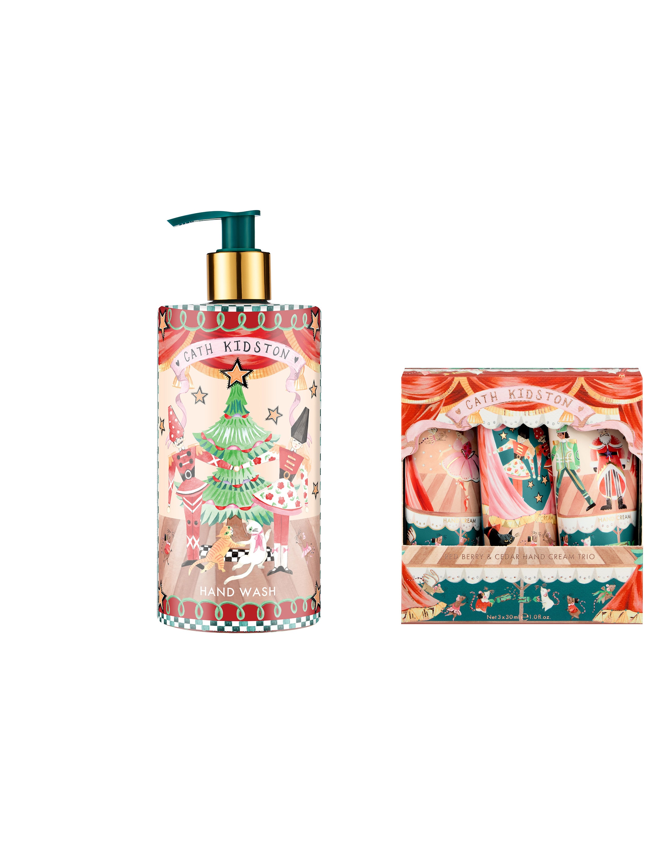 Cath Kidston Nutcracker Theatre Hand Cream Trio & Hand Wash 500ml