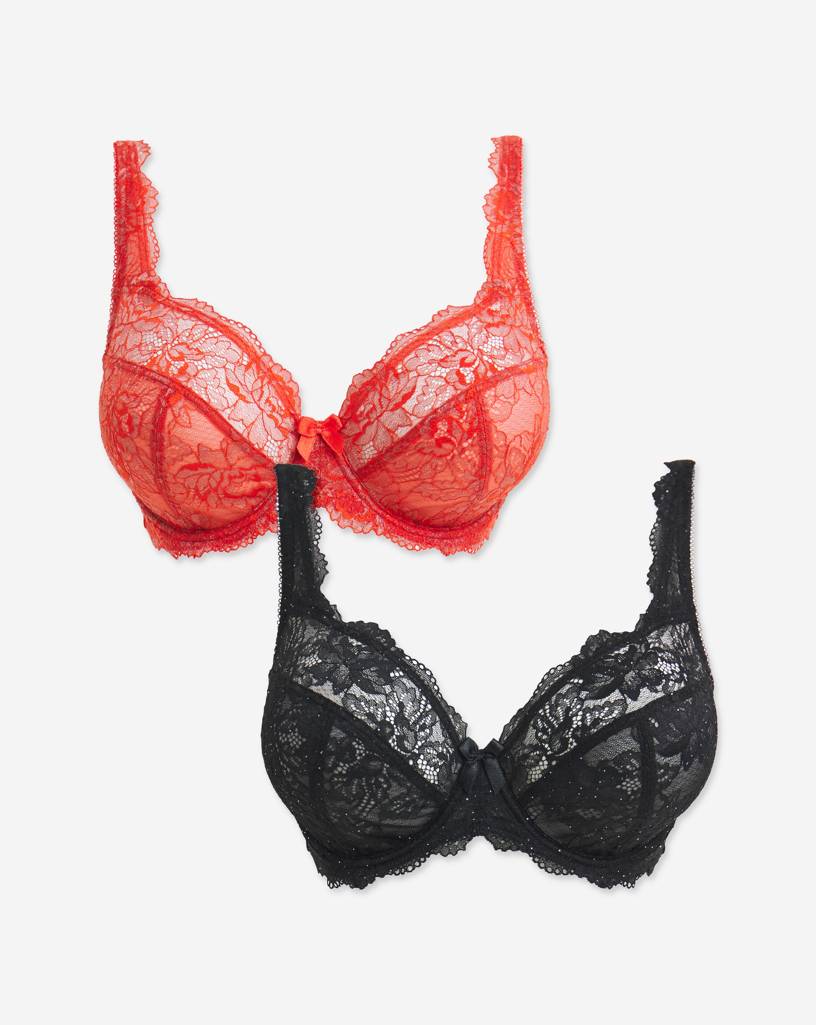 2 Pack Ella Lace Full Cup Wired Bras