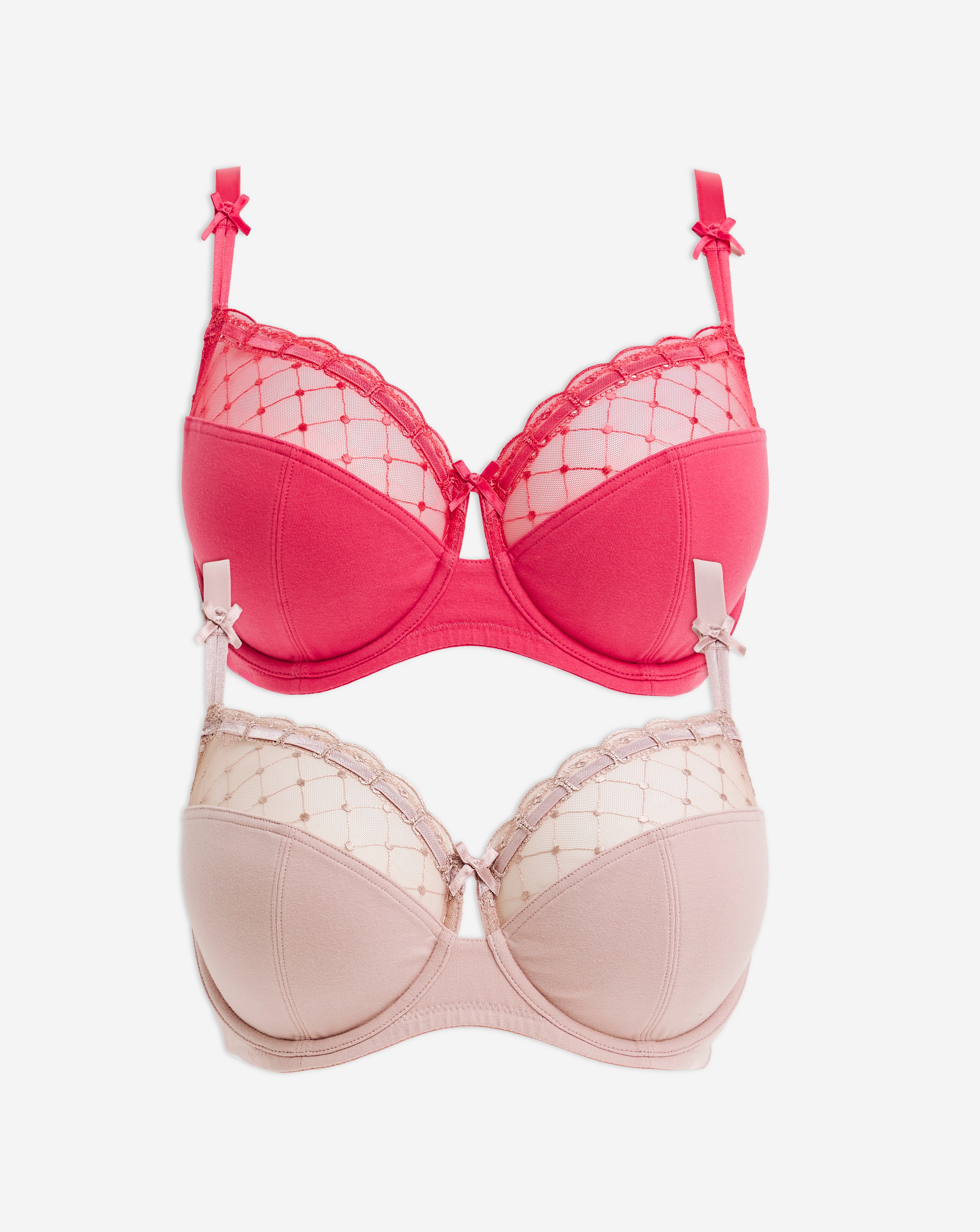 2 Pack Rachel Embroidery Balcony Bras