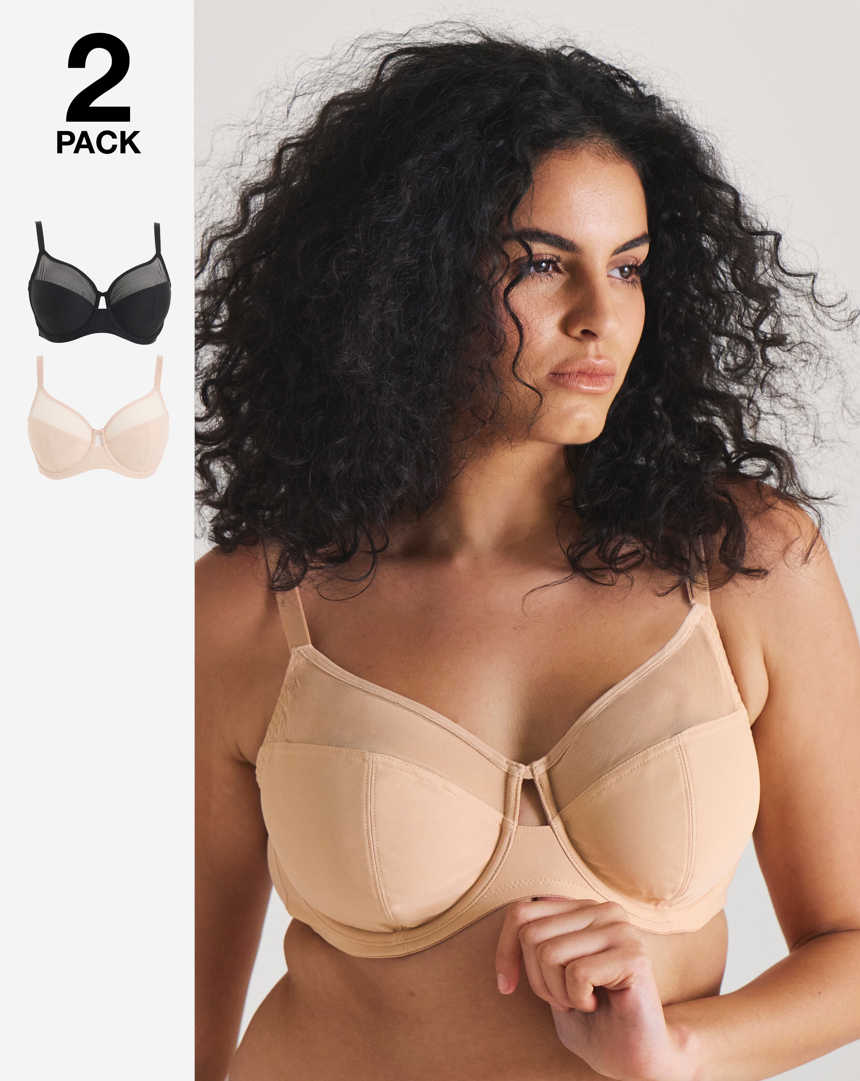 2 Pack Mesh Minimiser Wired Bras