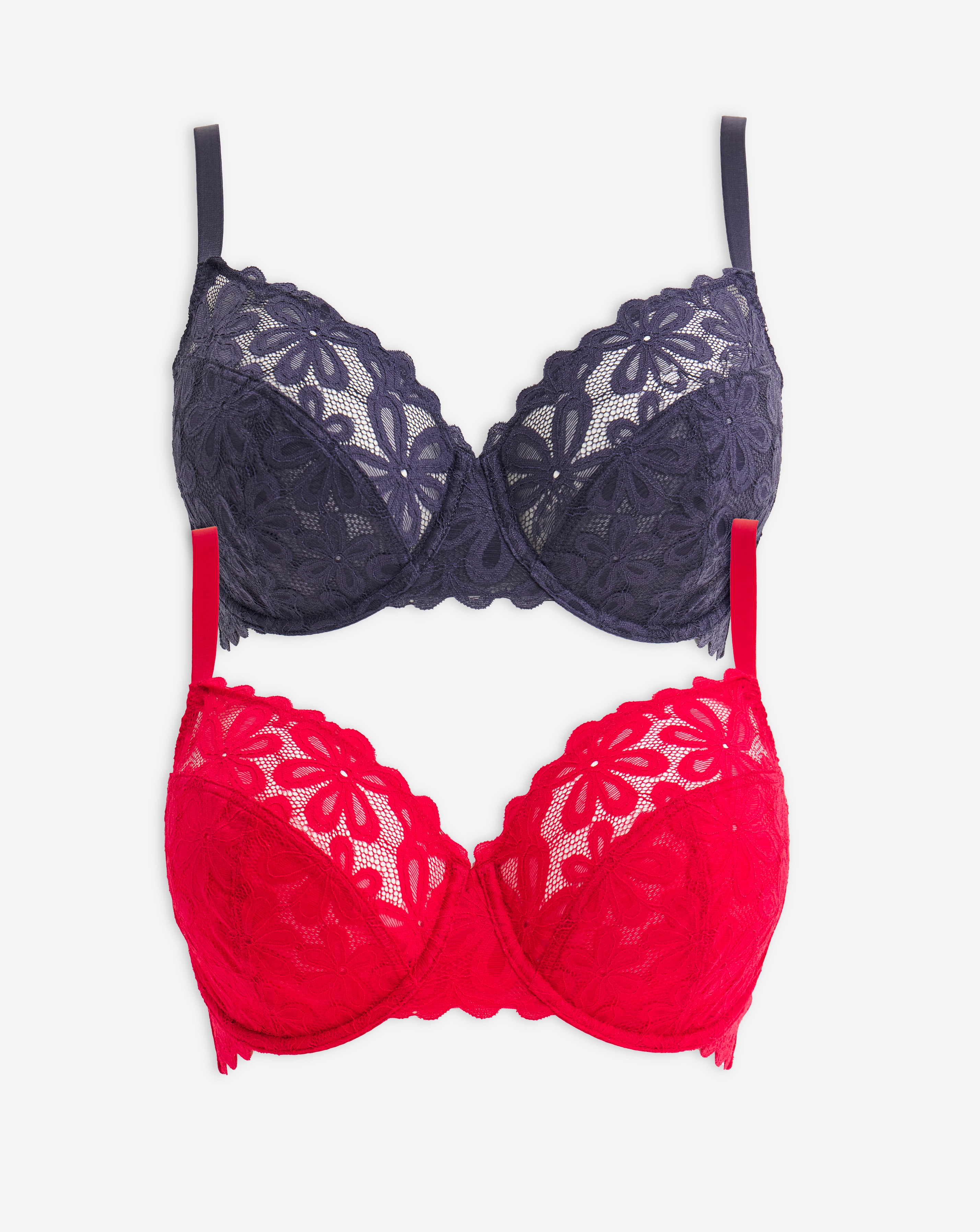 2 Pack Daisy Lace Full Cup Bras