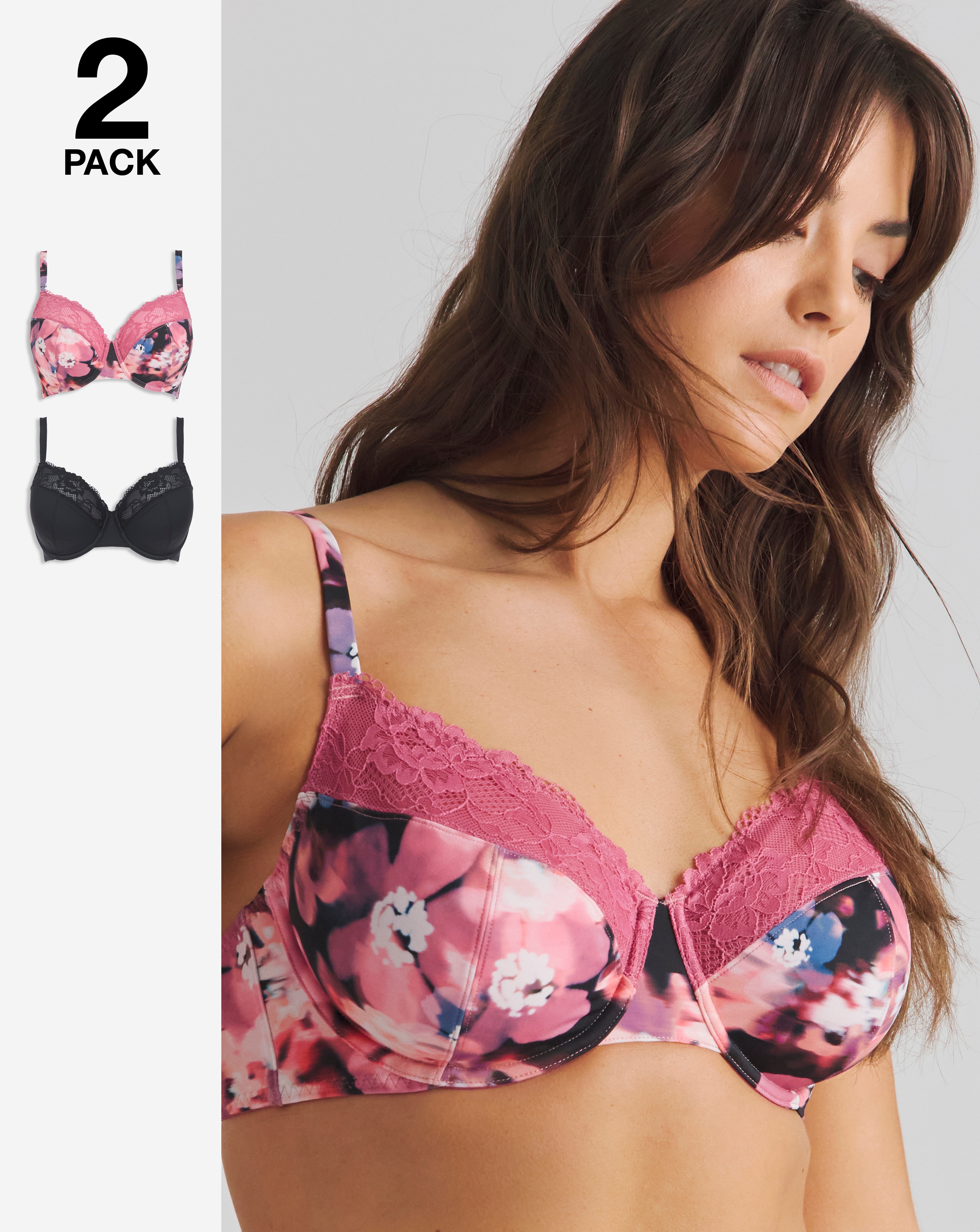 2 Pack Adrianne Full Cup Bra