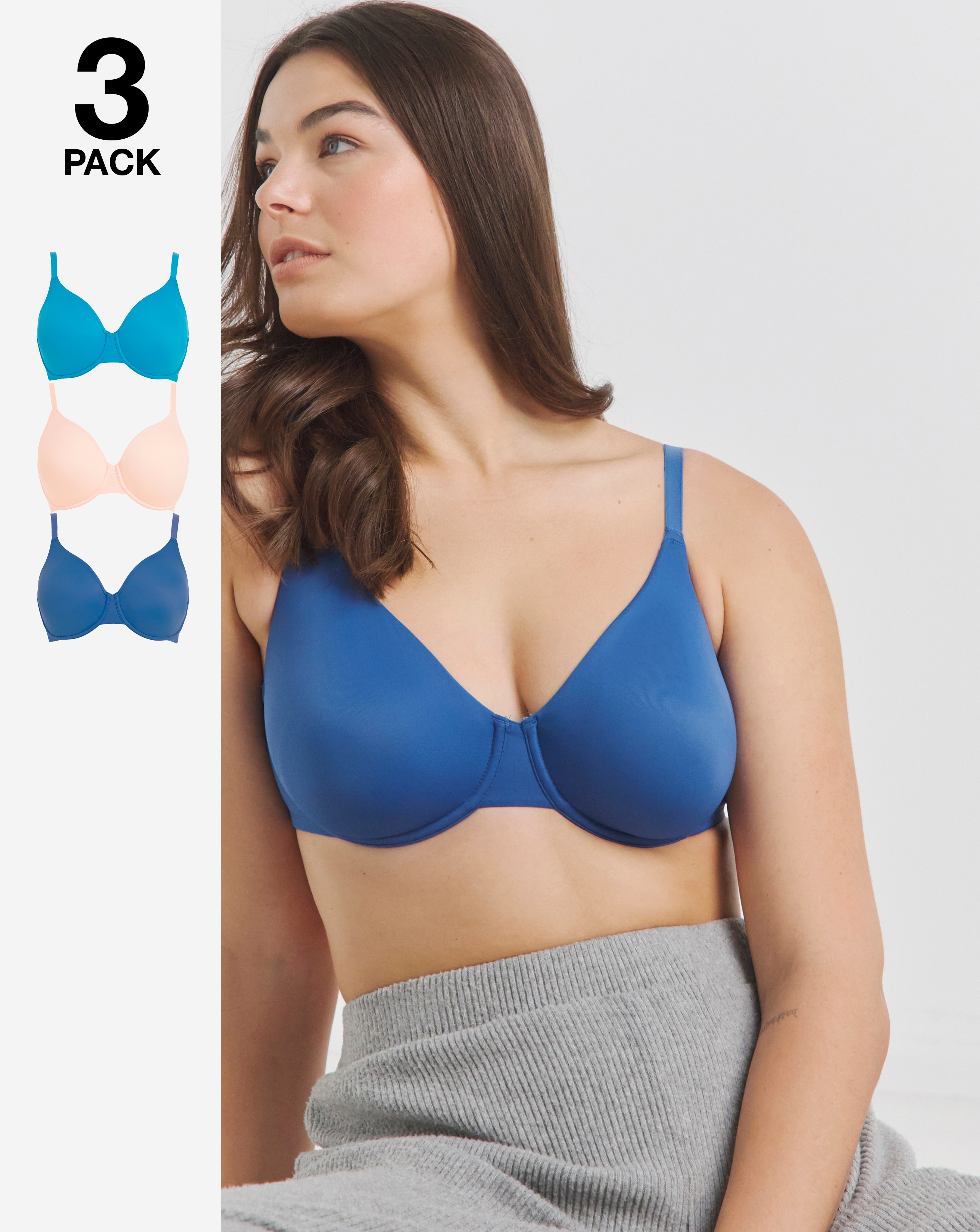 3 Pack Claire Micro Wired Full Cup Bras