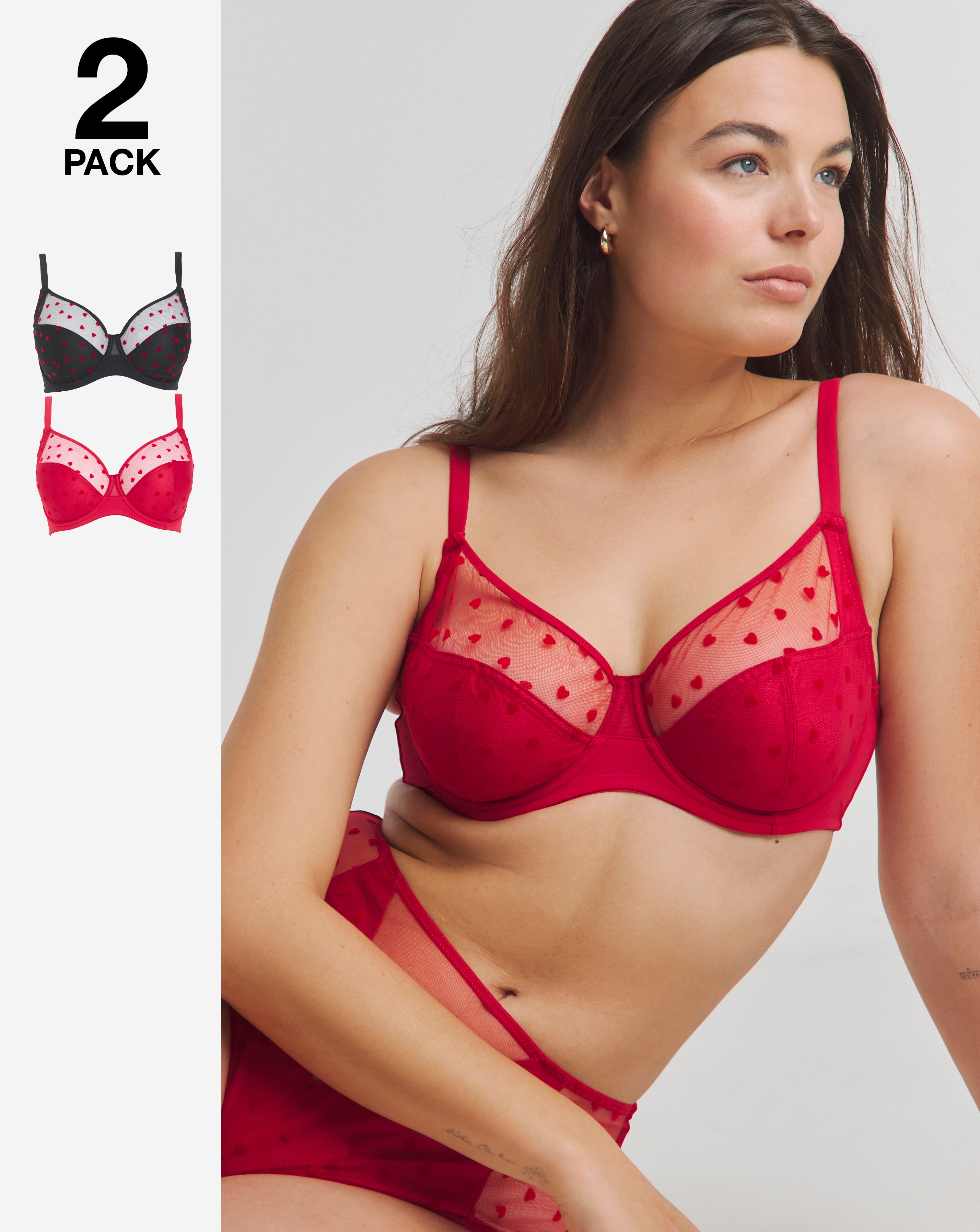 2 Pack Hannah Heart Full Cup Bra