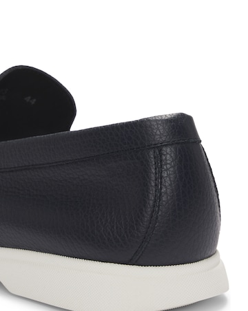 Boss Tumbled Leather Moccasins - Navy