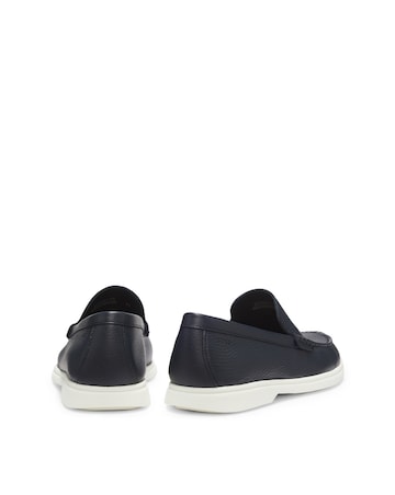 Boss Tumbled Leather Moccasins - Navy