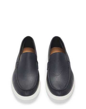 Boss Tumbled Leather Moccasins - Navy