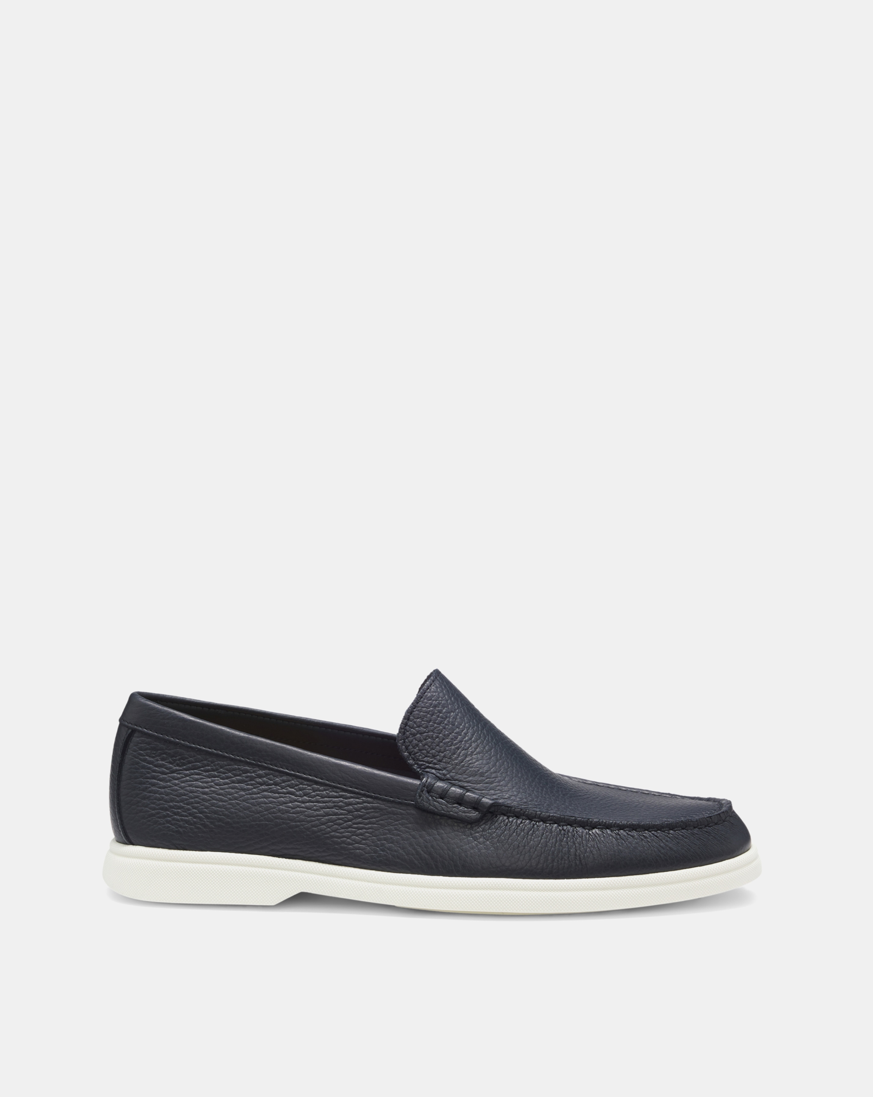 Boss Tumbled Leather Moccasins - Navy