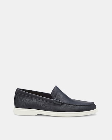 Boss Tumbled Leather Moccasins - Navy