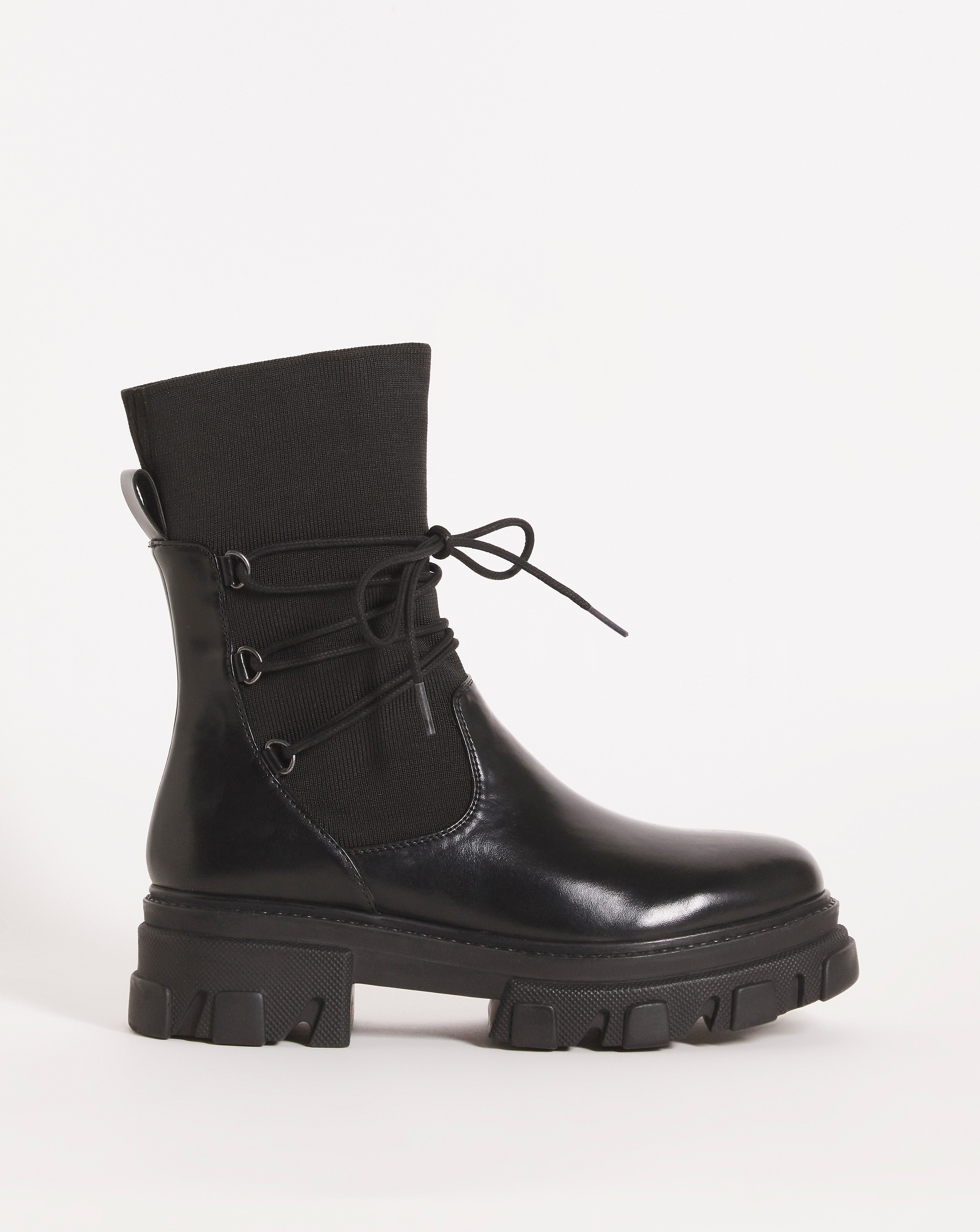 Lace Wrap Chunky Boots Ex Wide